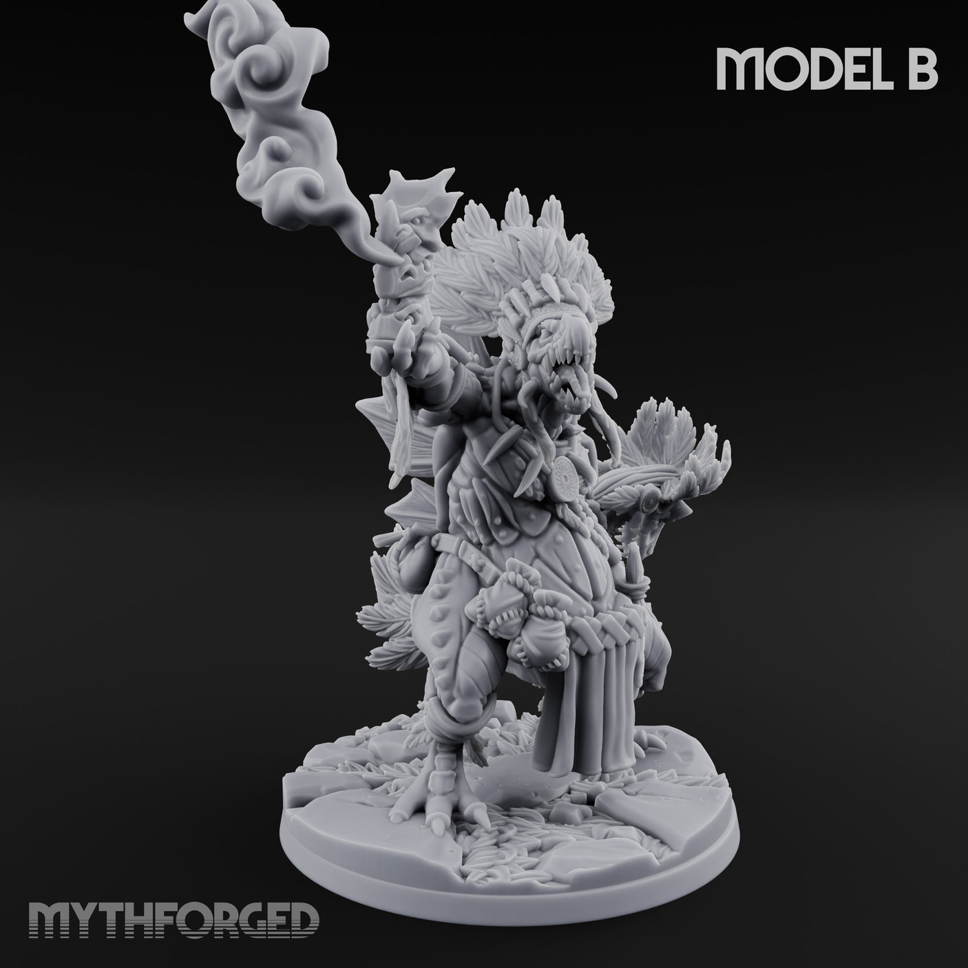 Spirit Channelling Lizardfolk Shamans Miniature for Dungeons and Dragons, Pathfinder or other TTRPGs