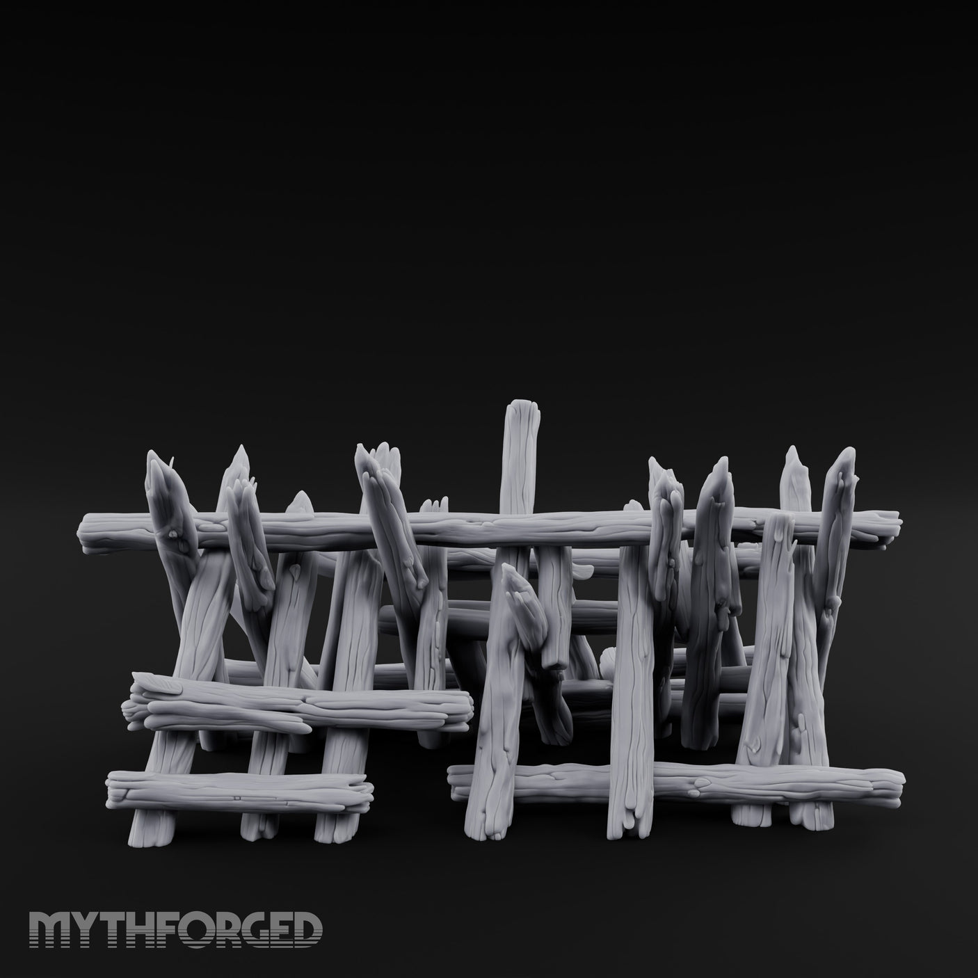 Splinter-Tipped Lash-Bound Swamp Palisade Fence Sections Miniature for Dungeons and Dragons, Pathfinder or other TTRPGs