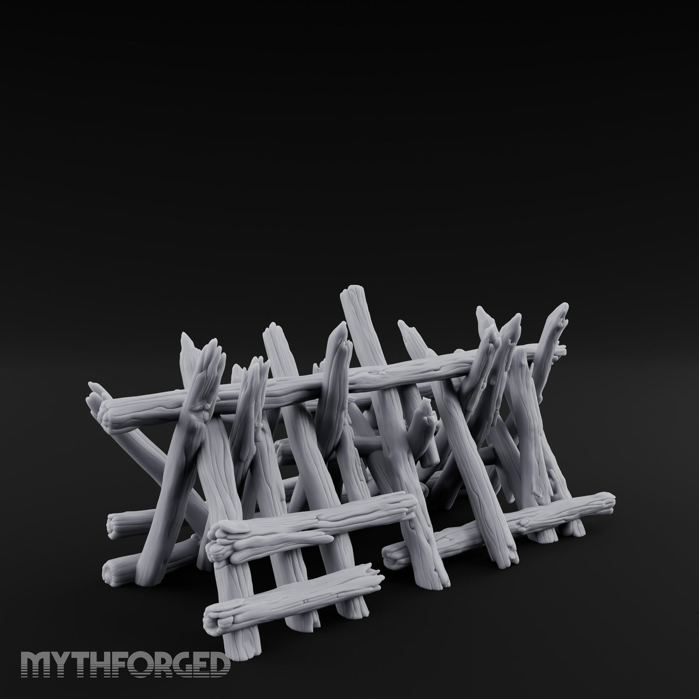Splinter-Tipped Lash-Bound Swamp Palisade Fence Sections Miniature for Dungeons and Dragons, Pathfinder or other TTRPGs