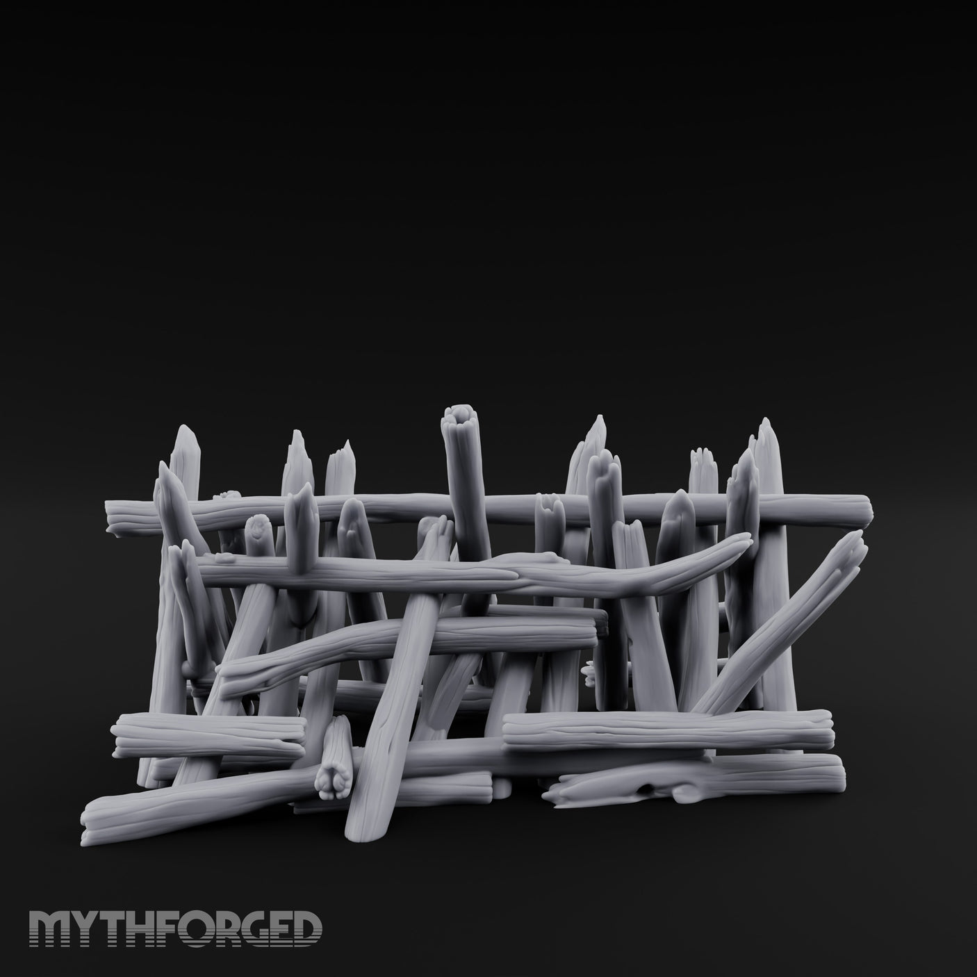 Splinter-Tipped Lash-Bound Swamp Palisade Fence Sections Miniature for Dungeons and Dragons, Pathfinder or other TTRPGs