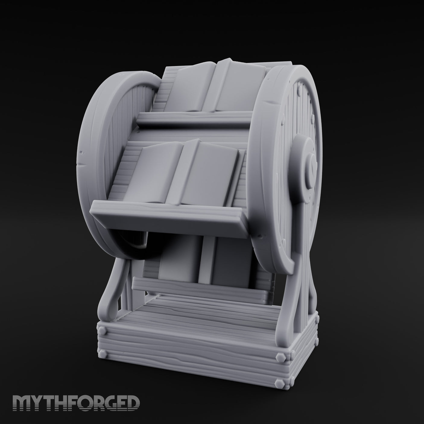 Spoke-Wheeled Tome-Tiered Scholar's Book Wheel Miniature for Dungeons and Dragons, Pathfinder or other TTRPGs