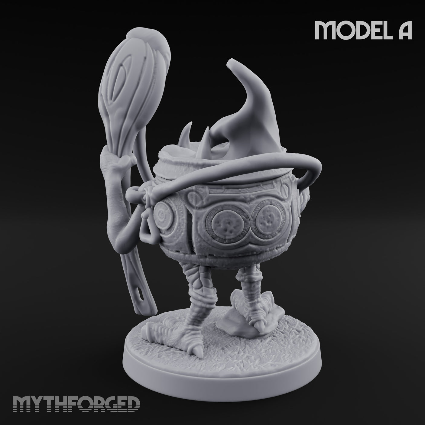 Spoon Wielding Mimic Cauldron A Miniature for Dungeons and Dragons, Pathfinder or other TTRPGs
