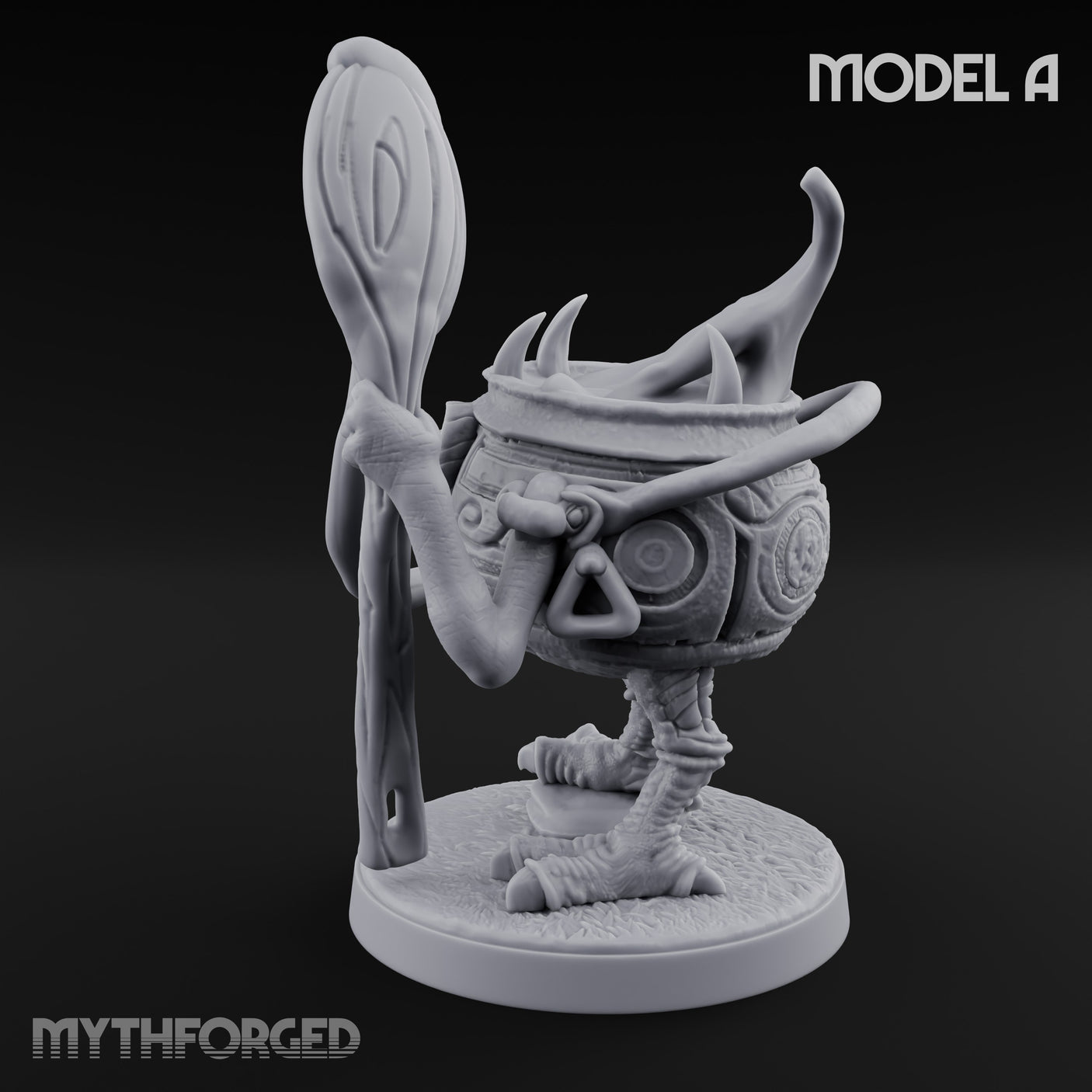 Spoon Wielding Mimic Cauldron A Miniature for Dungeons and Dragons, Pathfinder or other TTRPGs