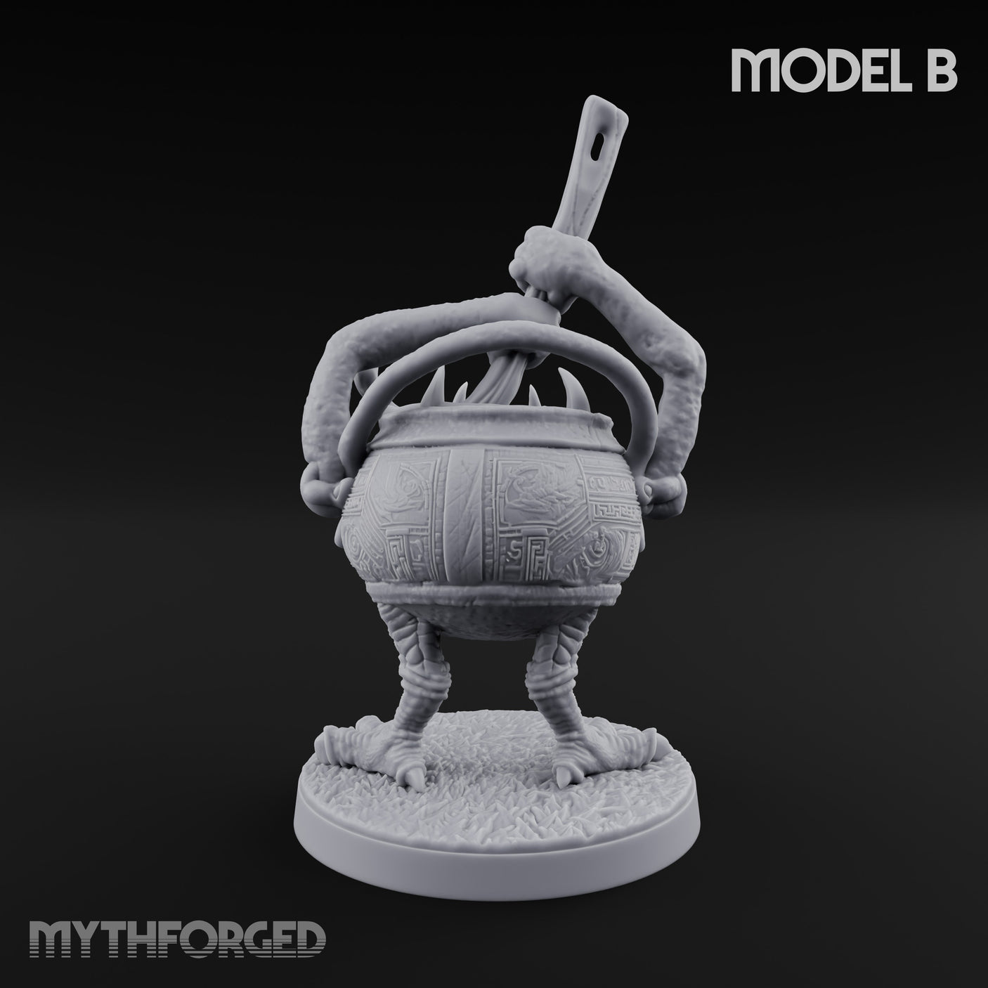 Spoon Wielding Mimic Cauldron B Miniature for Dungeons and Dragons, Pathfinder or other TTRPGs