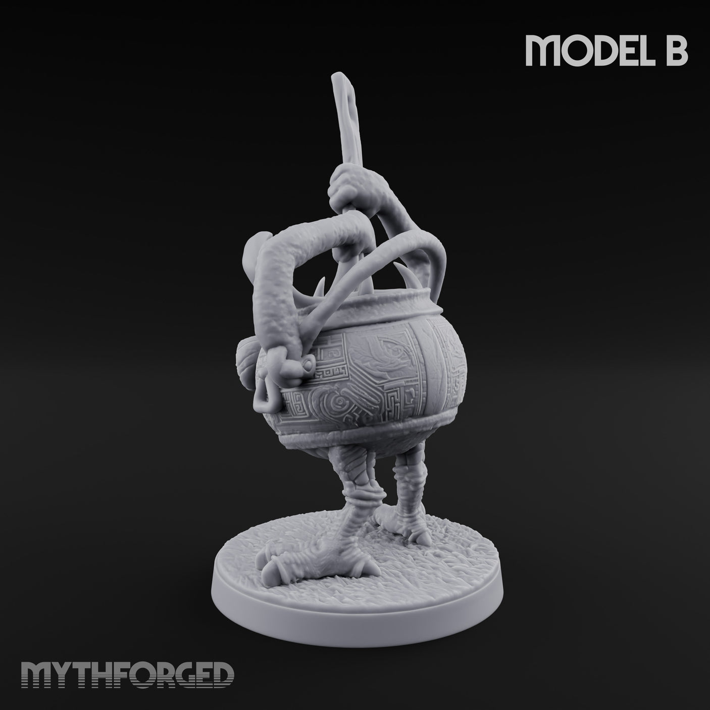 Spoon Wielding Mimic Cauldron B Miniature for Dungeons and Dragons, Pathfinder or other TTRPGs