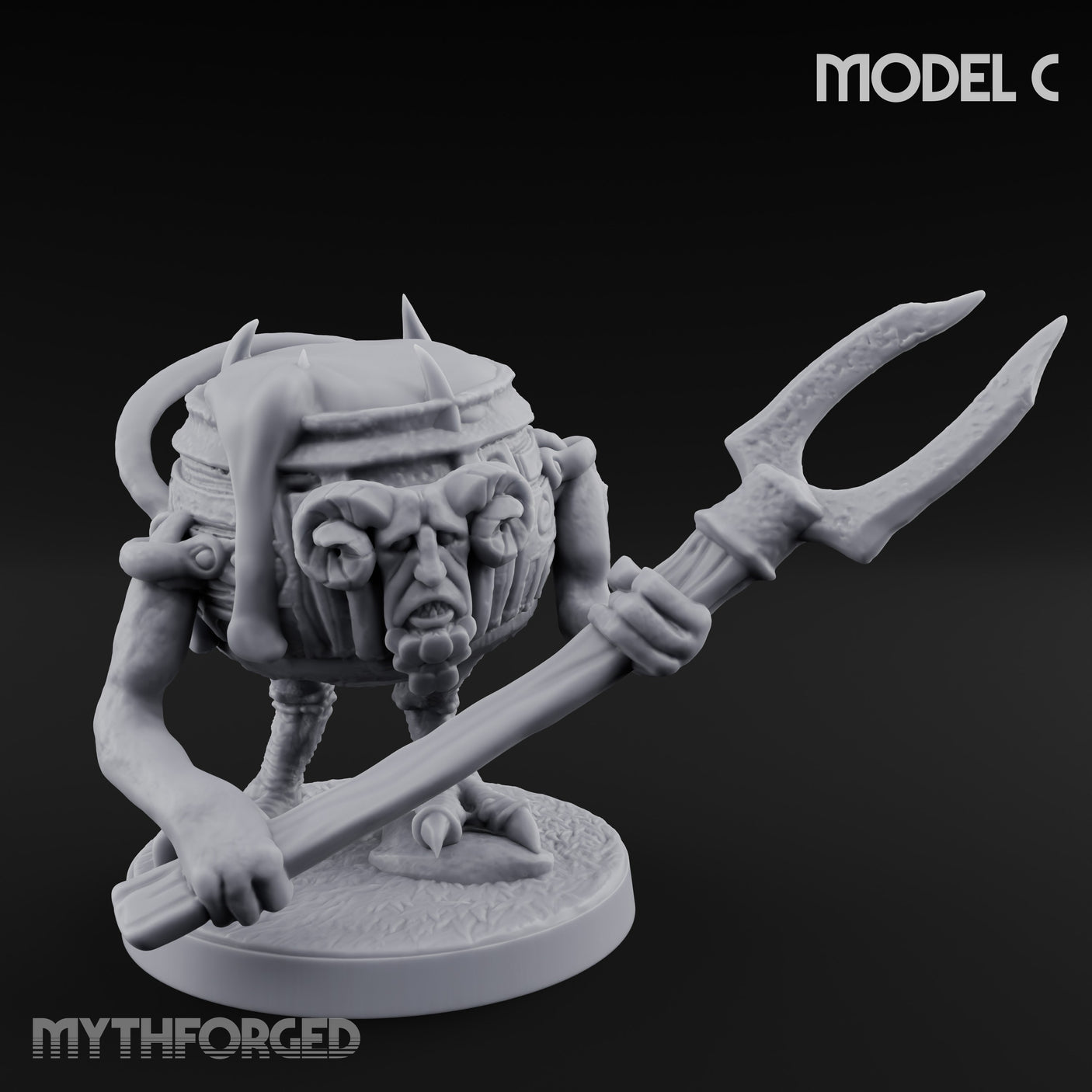 Spoon Wielding Mimic Cauldron C Miniature for Dungeons and Dragons, Pathfinder or other TTRPGs