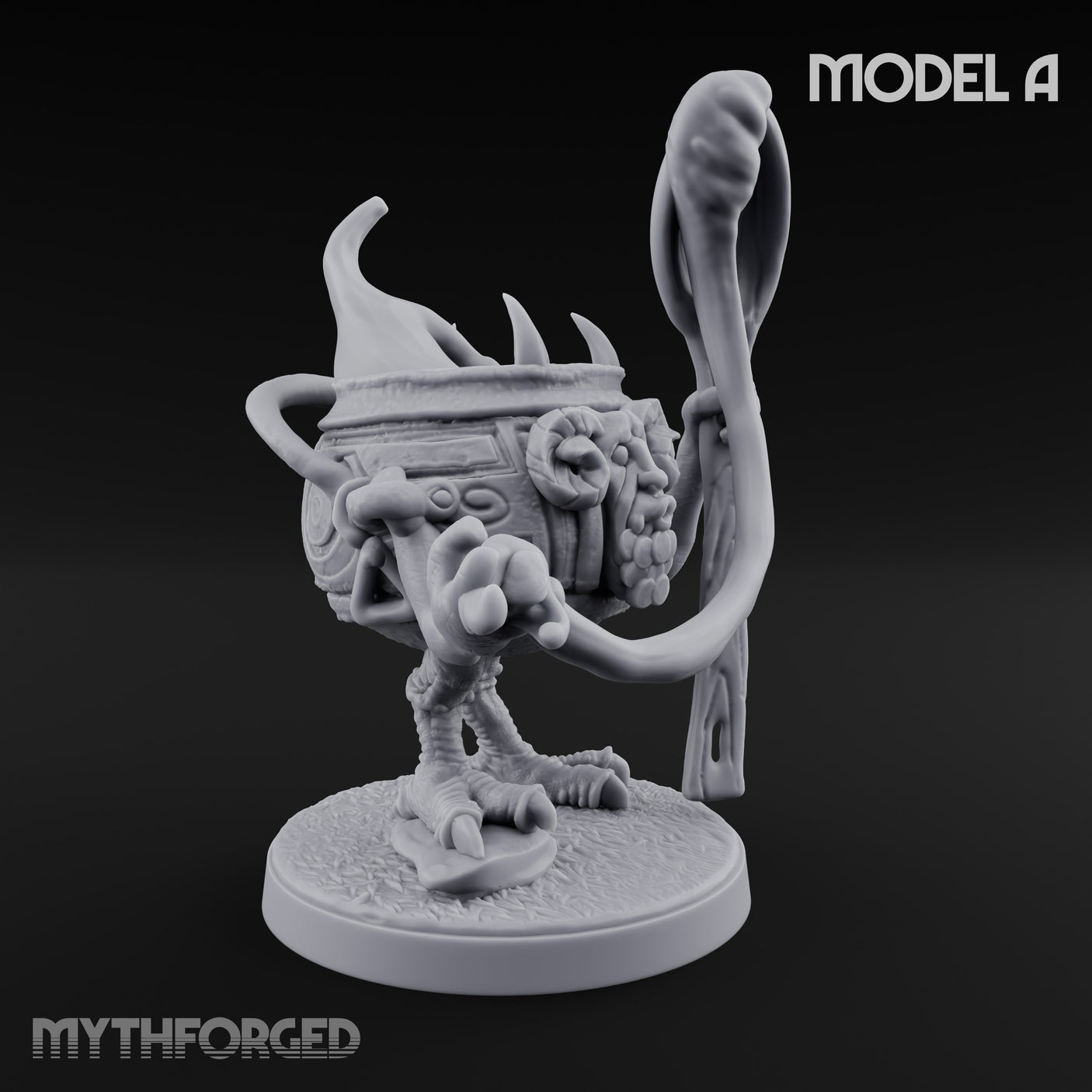 Spoon Wielding Mimic Cauldrons Miniature for Dungeons and Dragons, Pathfinder or other TTRPGs