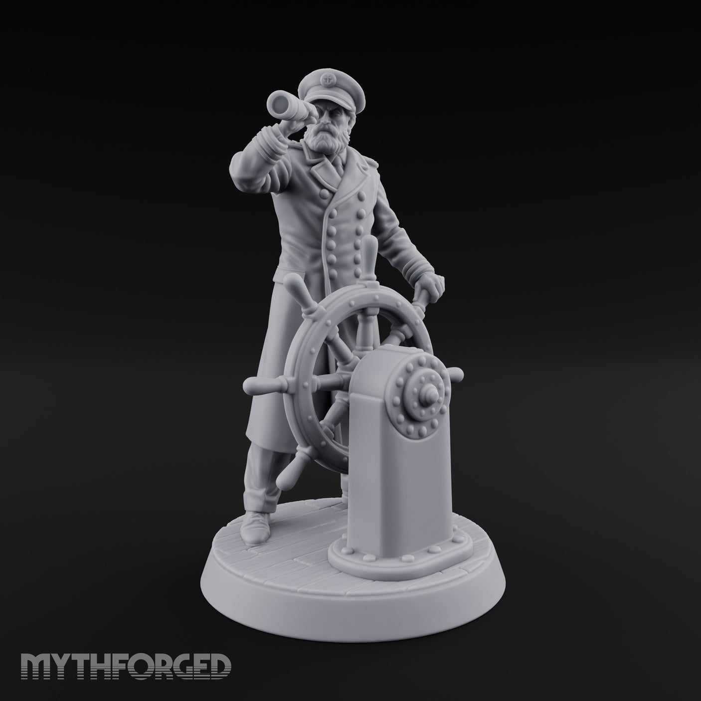 Spyglass Raised Human Captain Miniature for Dungeons and Dragons, Pathfinder or other TTRPGs