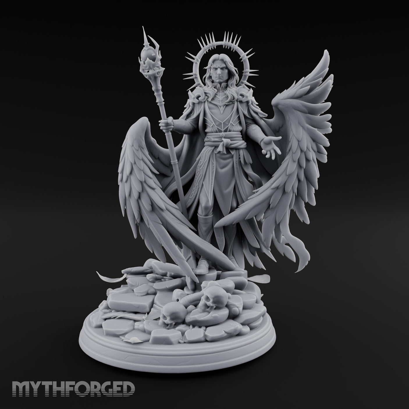 Staff Aloft Hand Outstretched Angel Sorcerer — 75mm