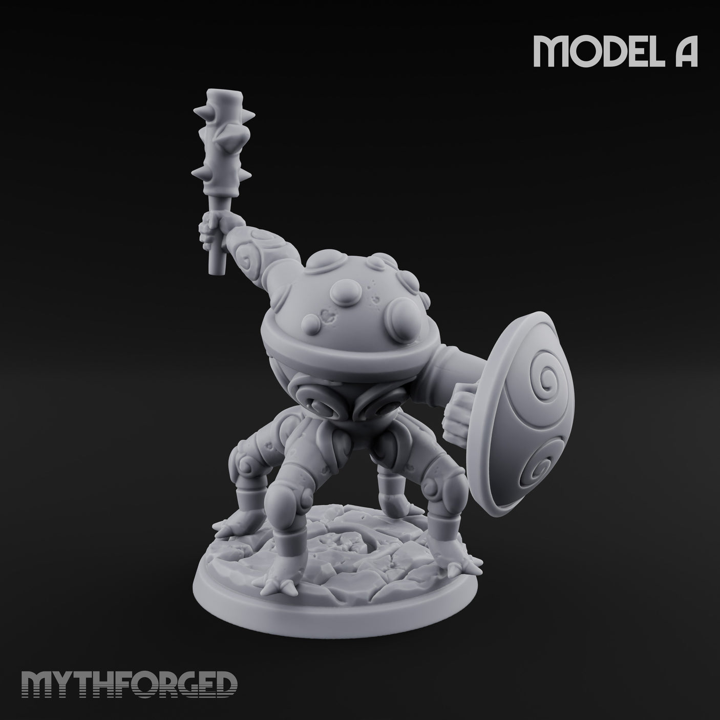 Staff And Shield Bearing Bulbous Automaton A Miniature for Dungeons and Dragons, Pathfinder or other TTRPGs