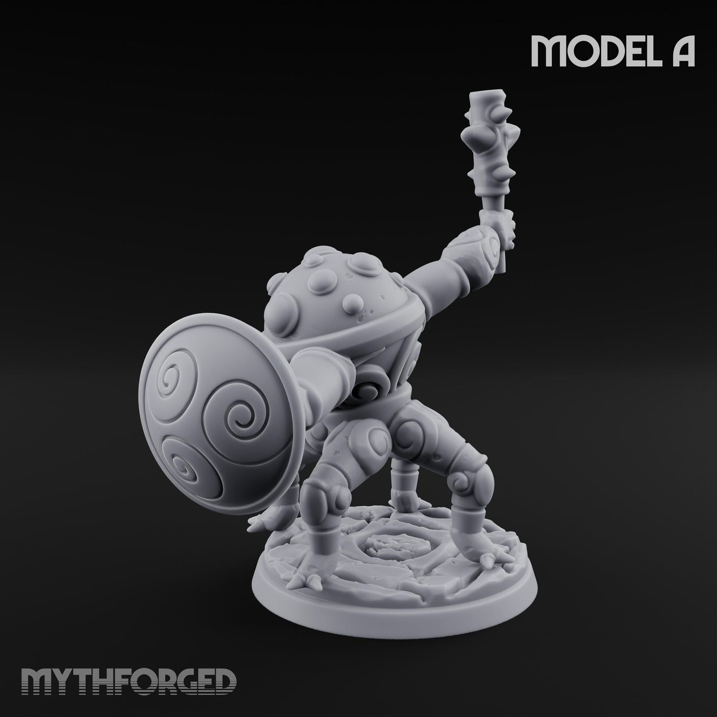 Staff And Shield Bearing Bulbous Automaton A Miniature for Dungeons and Dragons, Pathfinder or other TTRPGs