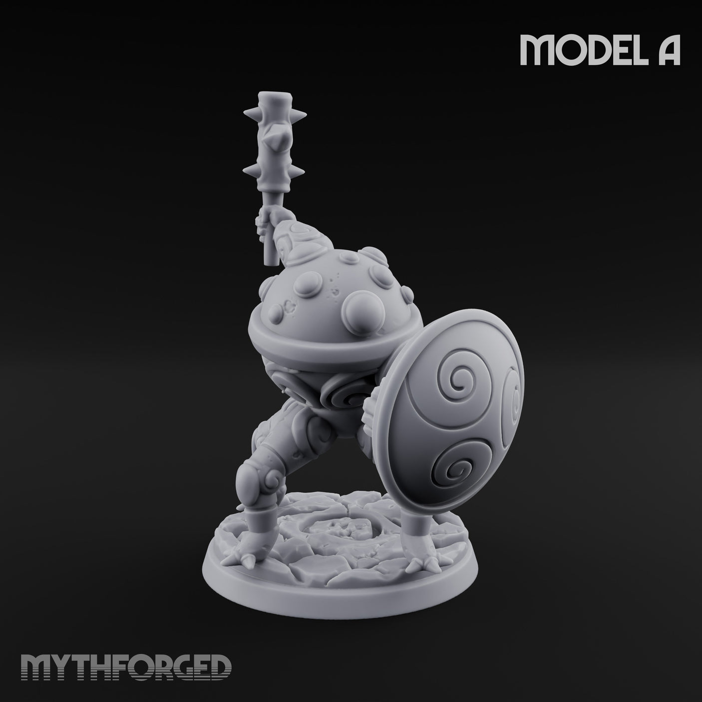 Staff And Shield Bearing Bulbous Automaton A Miniature for Dungeons and Dragons, Pathfinder or other TTRPGs