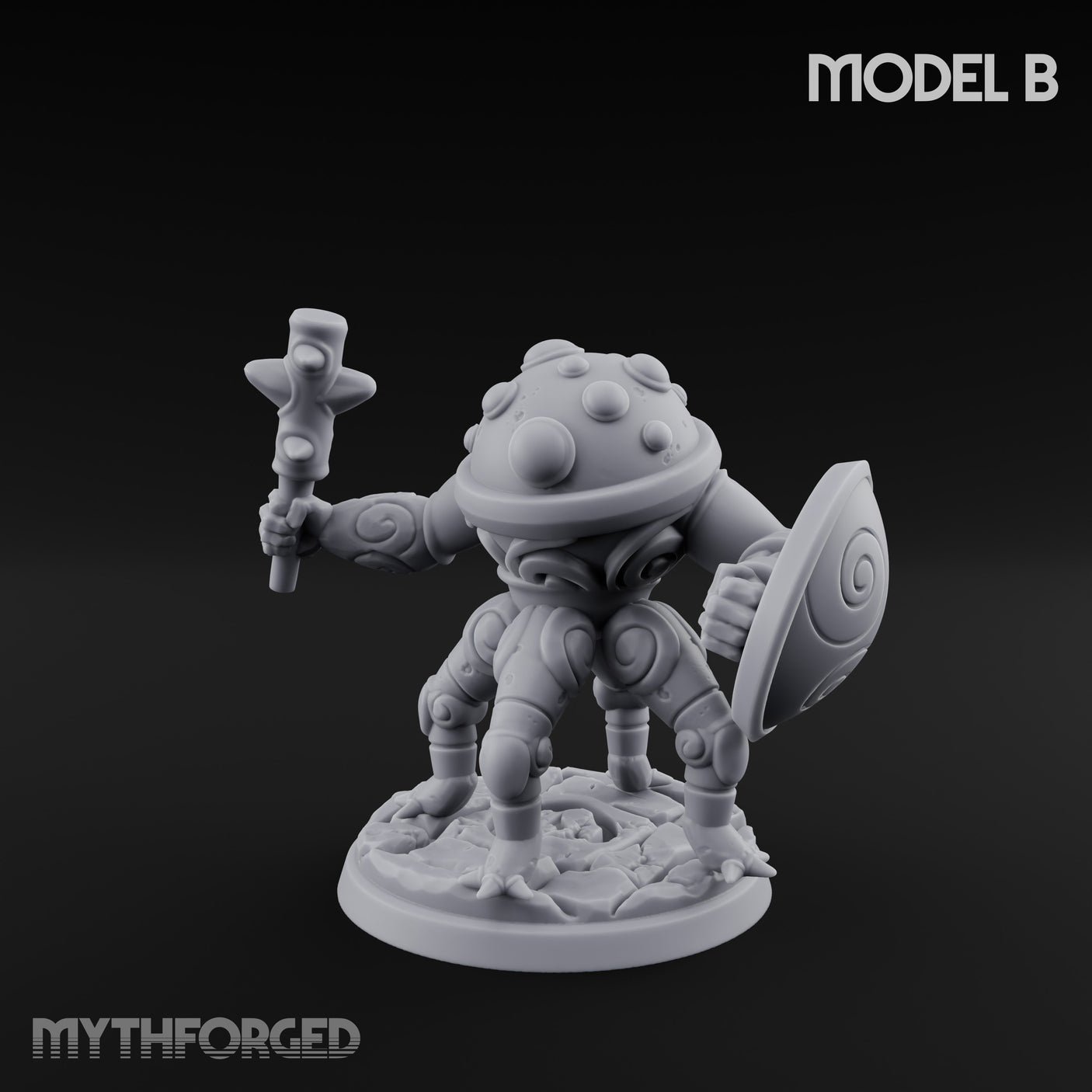 Staff And Shield Bearing Bulbous Automaton B Miniature for Dungeons and Dragons, Pathfinder or other TTRPGs