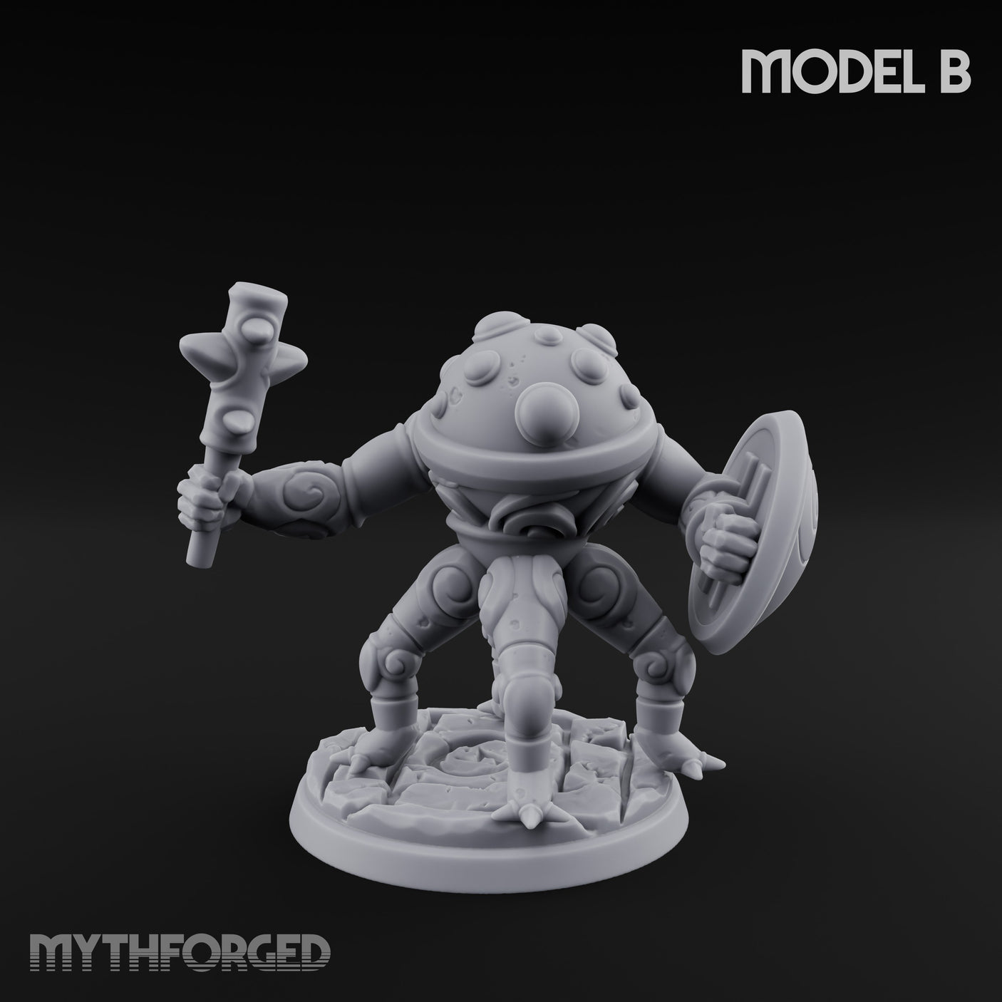Staff And Shield Bearing Bulbous Automaton B Miniature for Dungeons and Dragons, Pathfinder or other TTRPGs