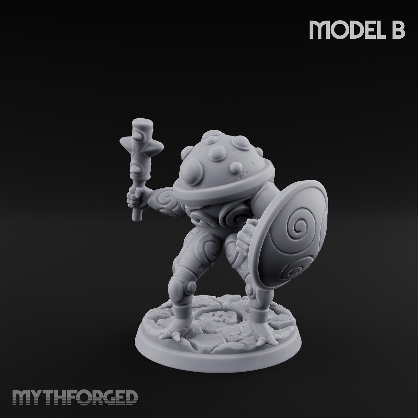 Staff And Shield Bearing Bulbous Automaton B Miniature for Dungeons and Dragons, Pathfinder or other TTRPGs