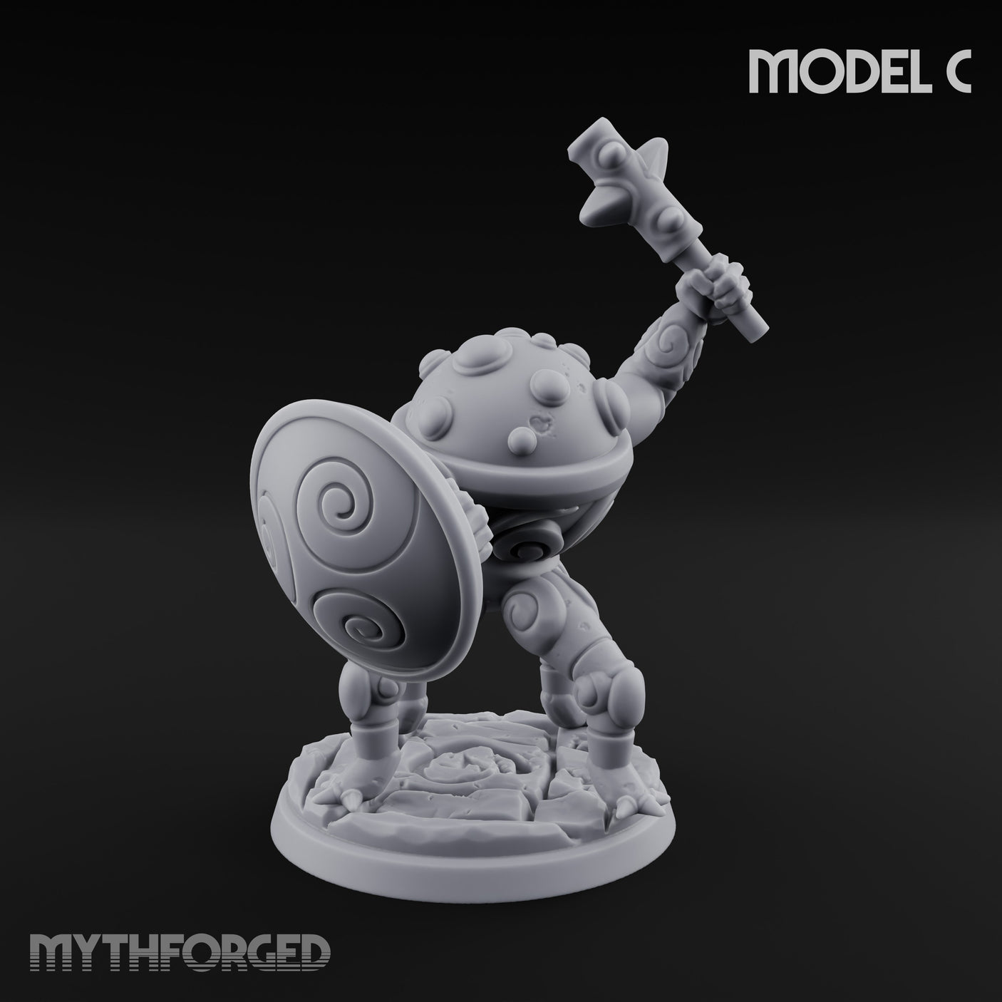 Staff And Shield Bearing Bulbous Automaton C Miniature for Dungeons and Dragons, Pathfinder or other TTRPGs