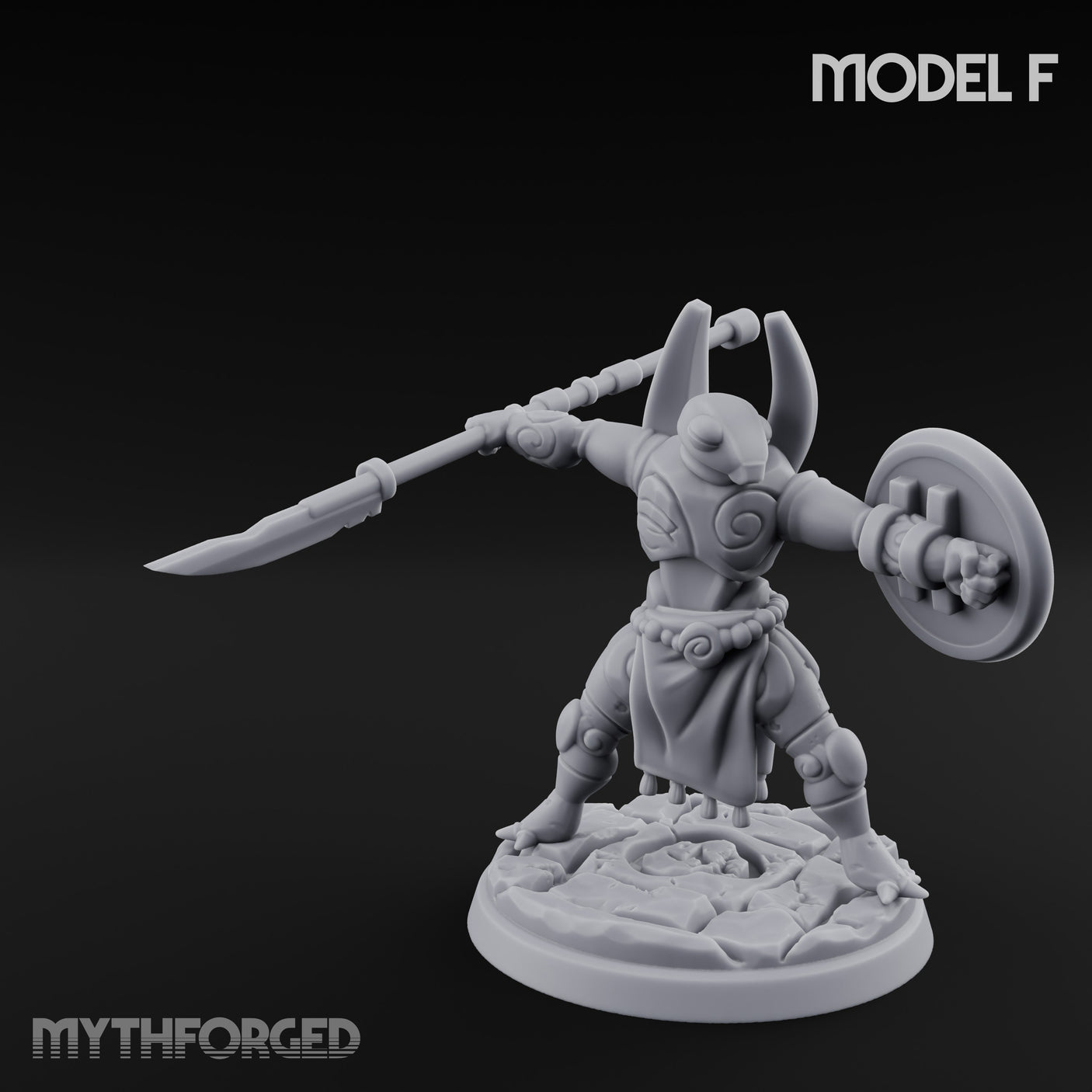 Staff And Shield Bearing Bulbous Automaton F Miniature for Dungeons and Dragons, Pathfinder or other TTRPGs