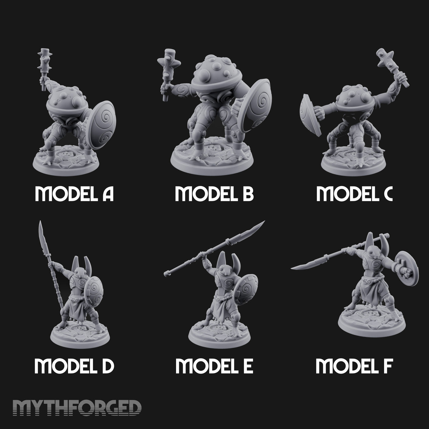 Staff And Shield Bearing Bulbous Automatons Miniature for Dungeons and Dragons, Pathfinder or other TTRPGs