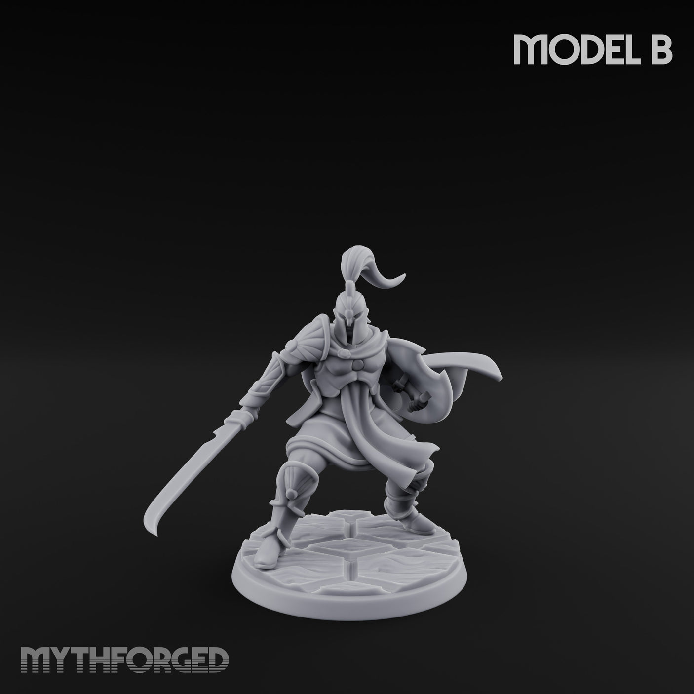 Staff And Sword Striking Human Sentinel Knight Model B Miniature for Dungeons and Dragons, Pathfinder or other TTRPGs