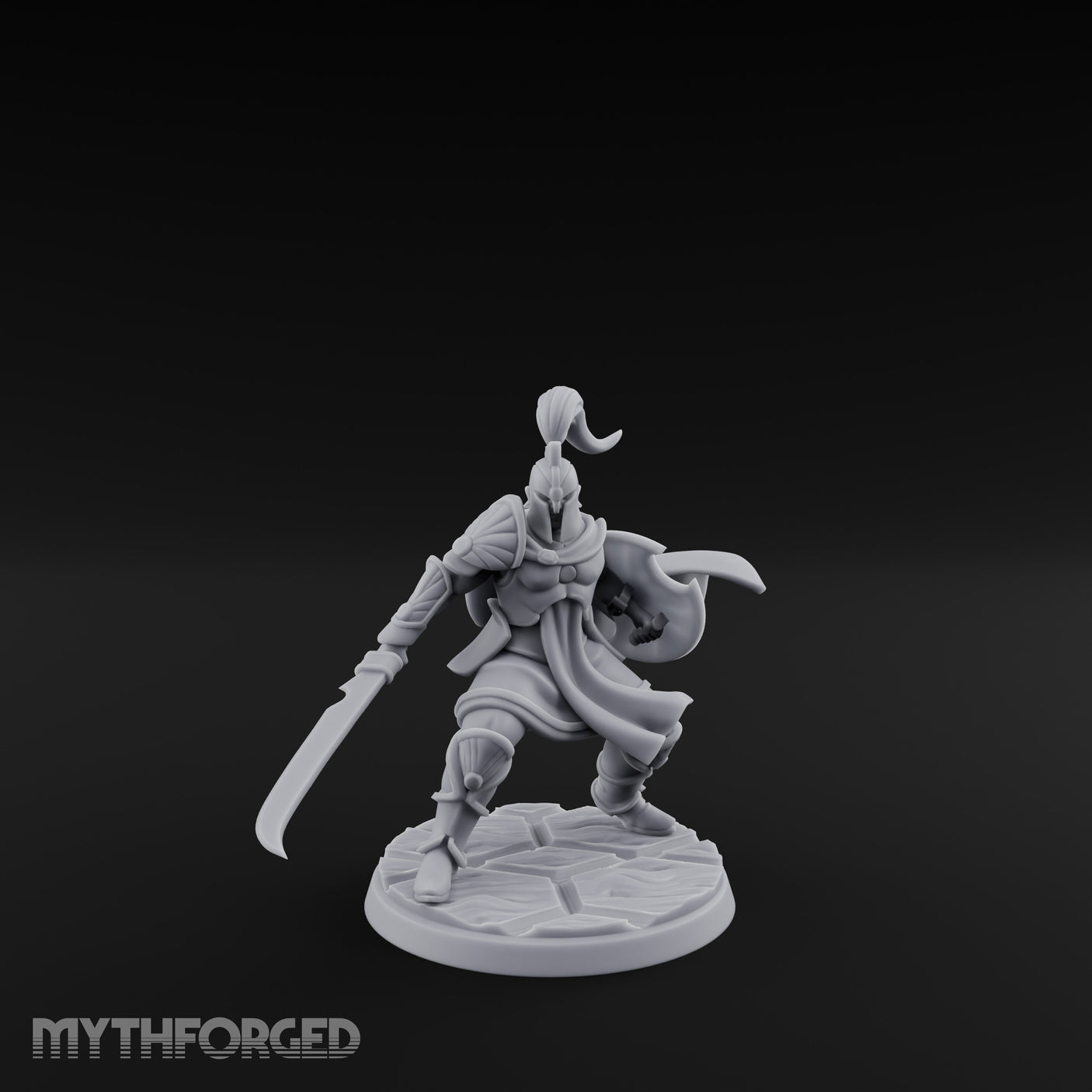 Staff And Sword Striking Human Sentinel Knight Model B Miniature for Dungeons and Dragons, Pathfinder or other TTRPGs
