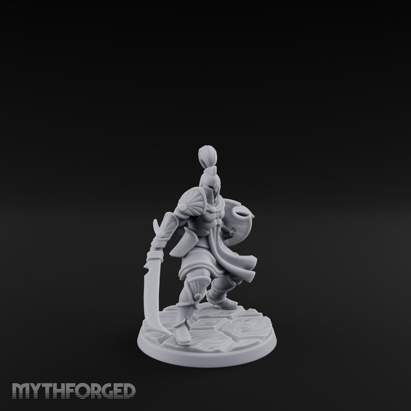 Staff And Sword Striking Human Sentinel Knight Model B Miniature for Dungeons and Dragons, Pathfinder or other TTRPGs