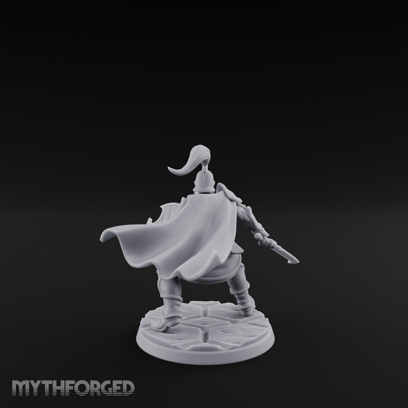 Staff And Sword Striking Human Sentinel Knight Model B Miniature for Dungeons and Dragons, Pathfinder or other TTRPGs