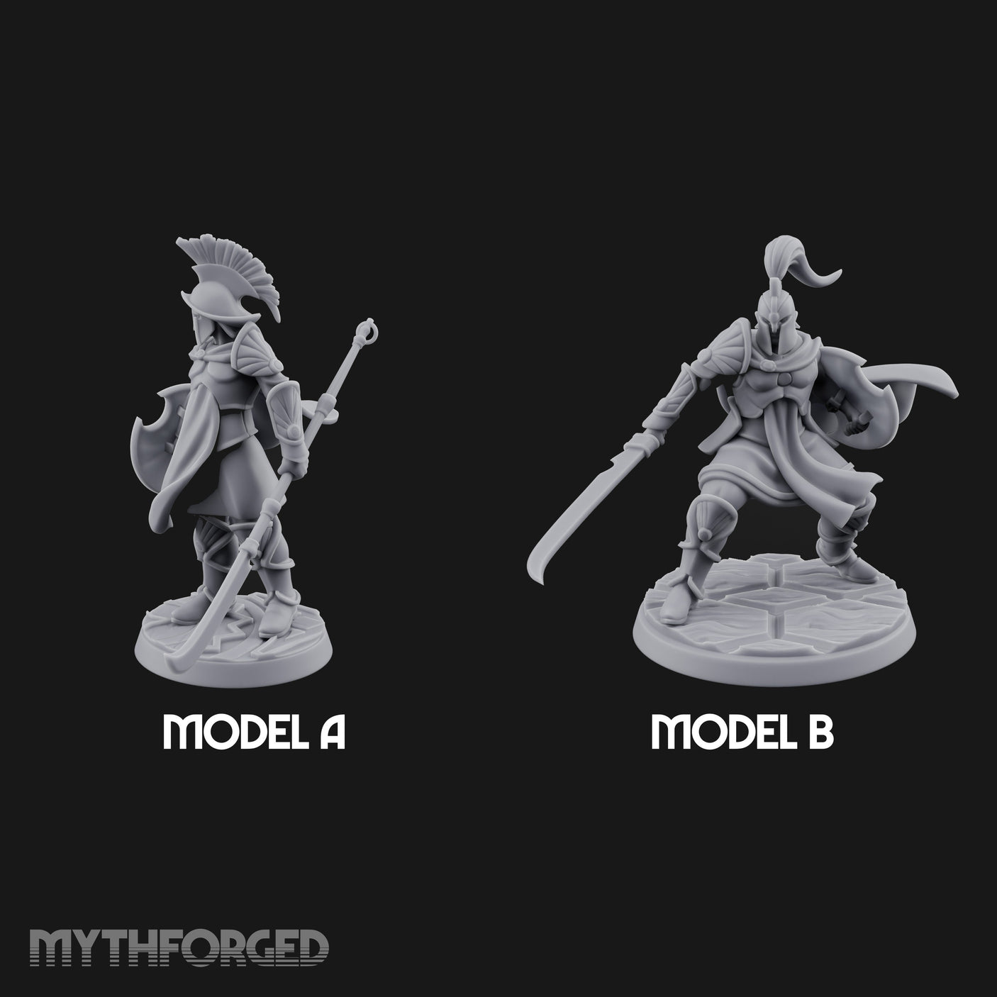 Staff And Sword Striking Human Sentinel Knights Miniature for Dungeons and Dragons, Pathfinder or other TTRPGs