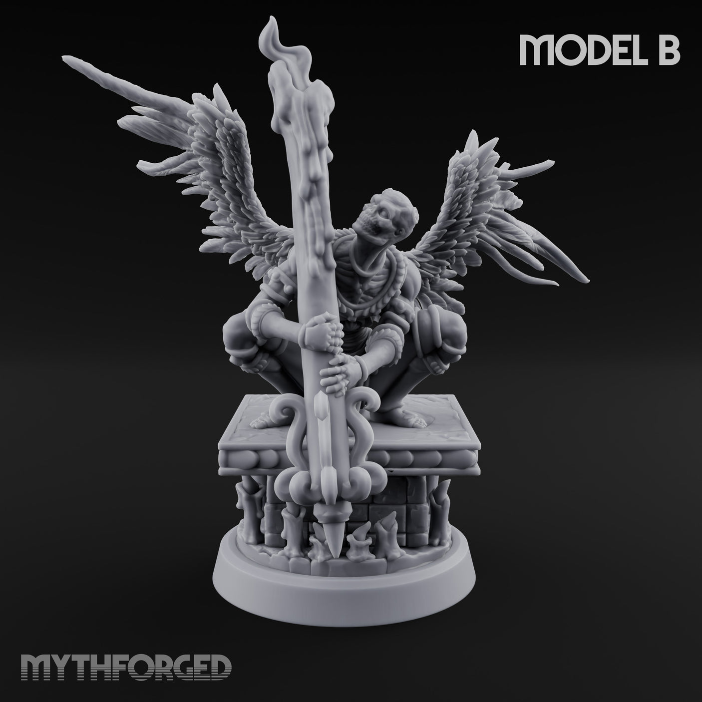 Staff Bearing Angel Priest B Miniature for Dungeons and Dragons, Pathfinder or other TTRPGs