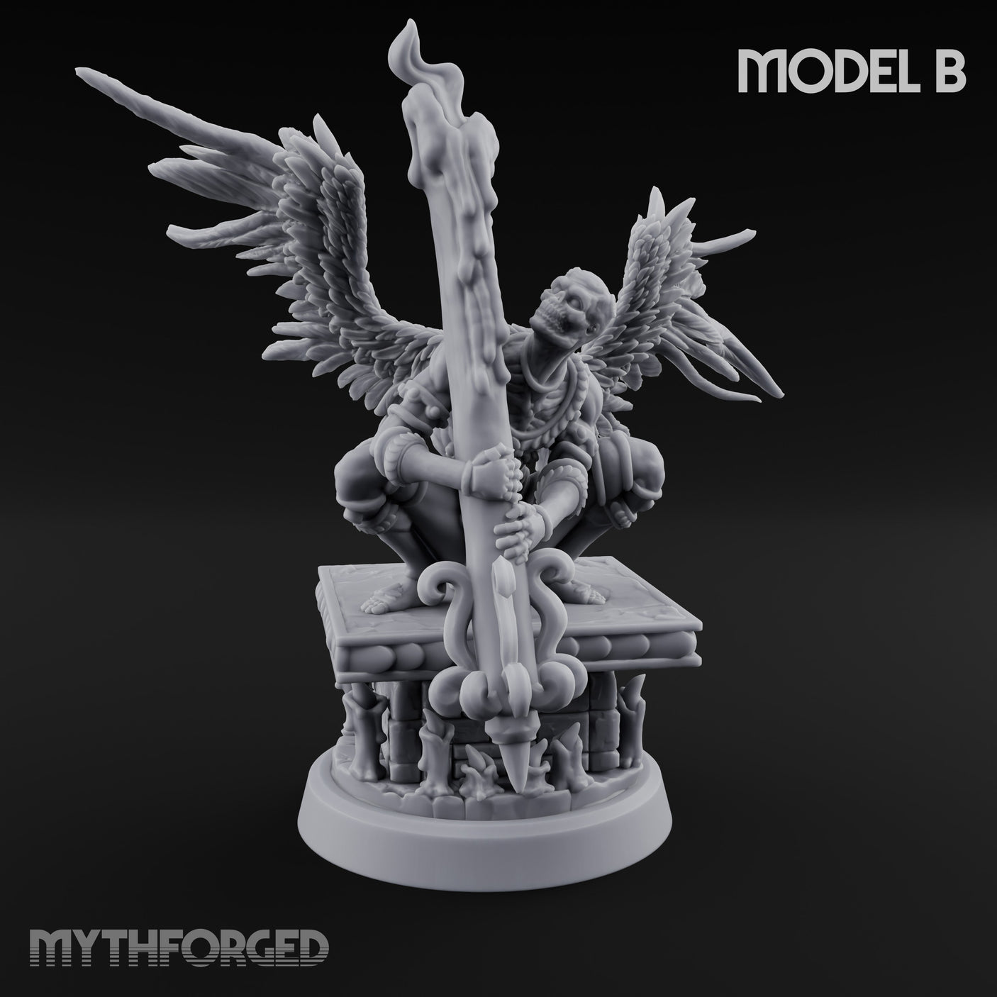 Staff Bearing Angel Priest B Miniature for Dungeons and Dragons, Pathfinder or other TTRPGs
