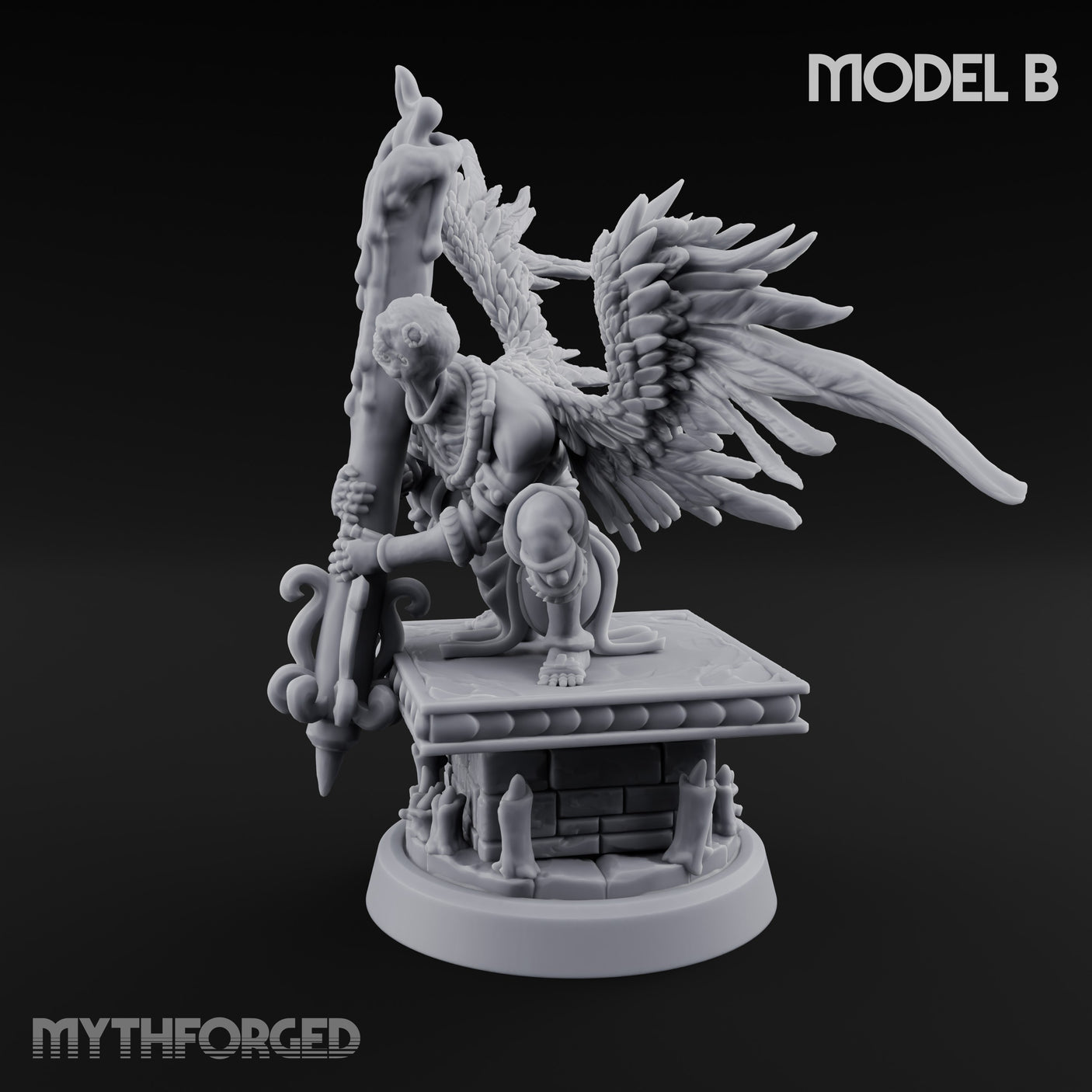 Staff Bearing Angel Priest B Miniature for Dungeons and Dragons, Pathfinder or other TTRPGs