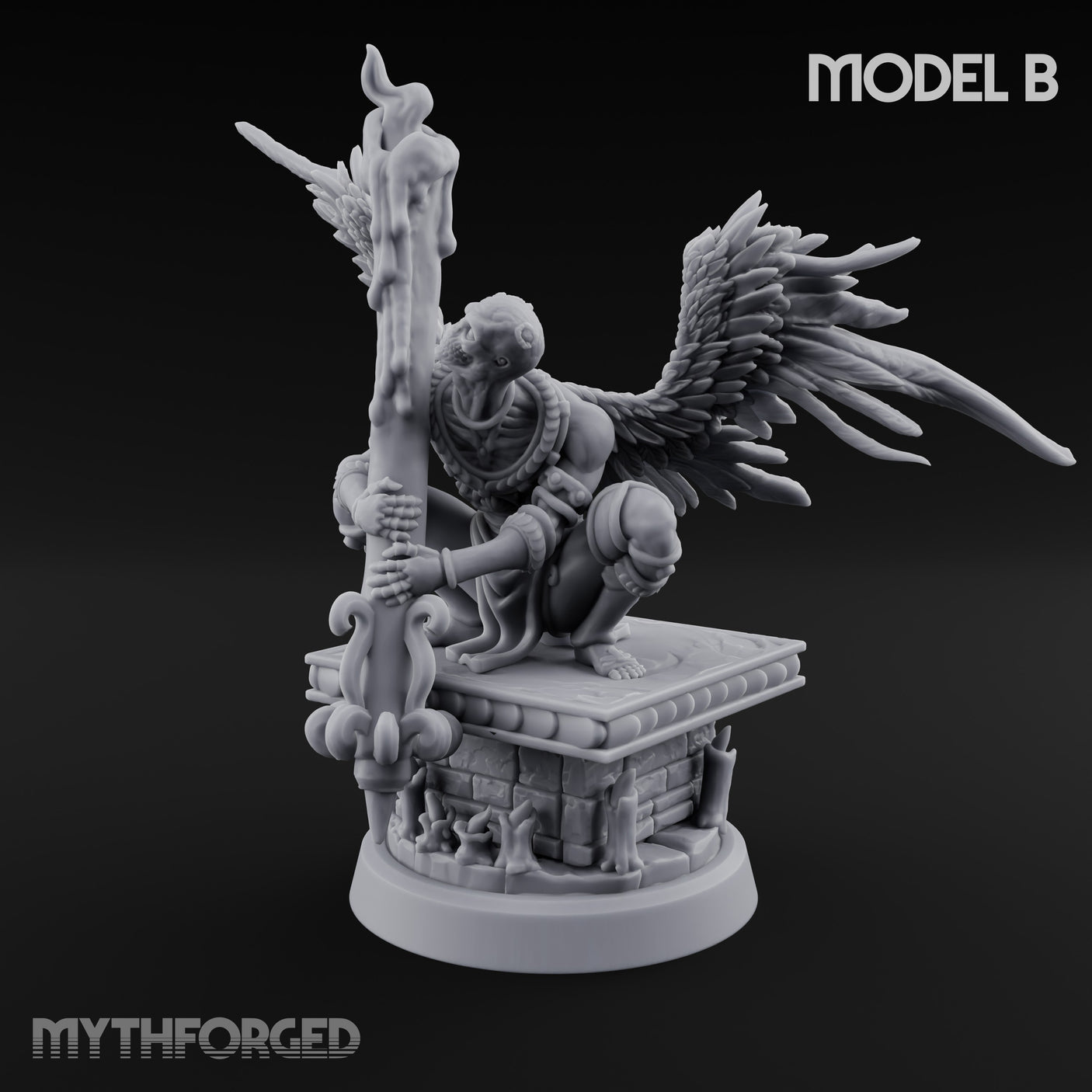 Staff Bearing Angel Priest B Miniature for Dungeons and Dragons, Pathfinder or other TTRPGs