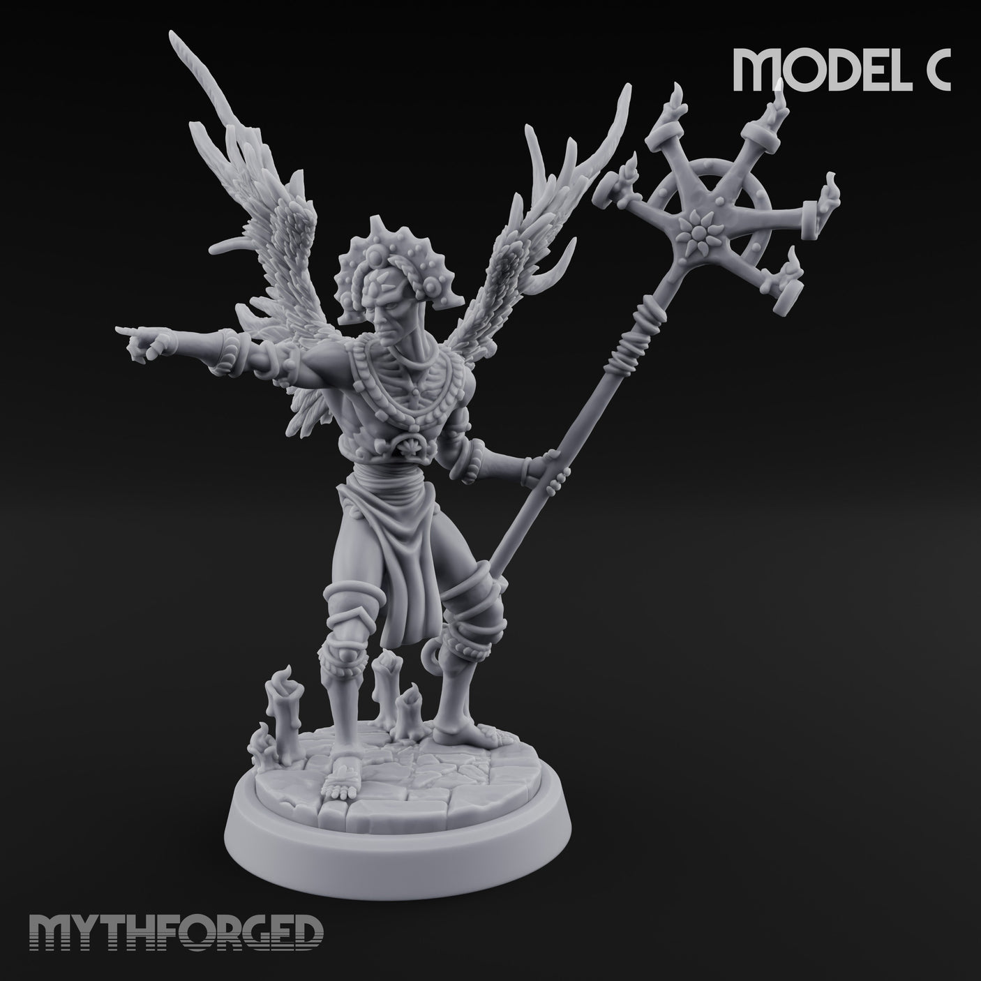 Staff Bearing Angel Priest C Miniature for Dungeons and Dragons, Pathfinder or other TTRPGs