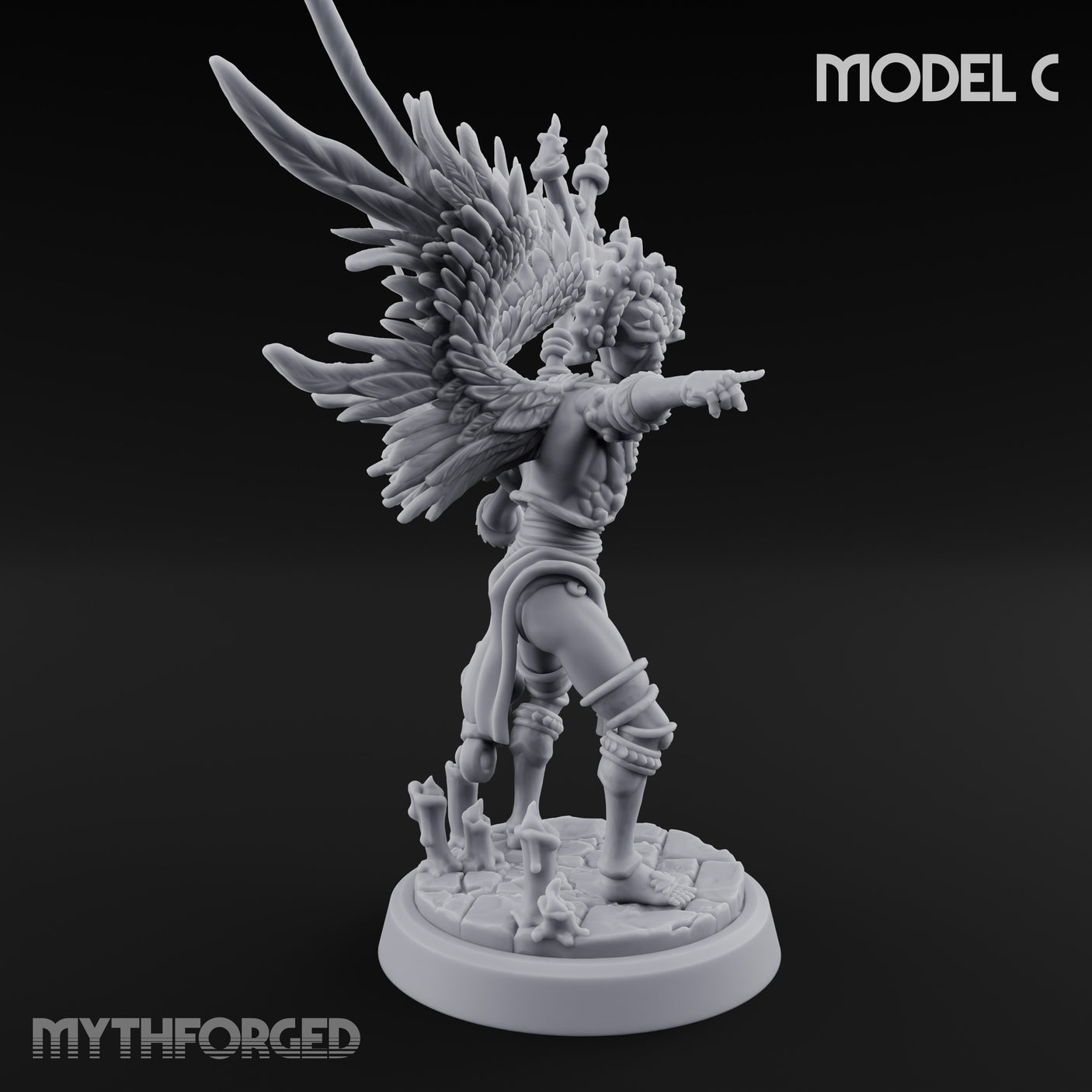 Staff Bearing Angel Priest C Miniature for Dungeons and Dragons, Pathfinder or other TTRPGs