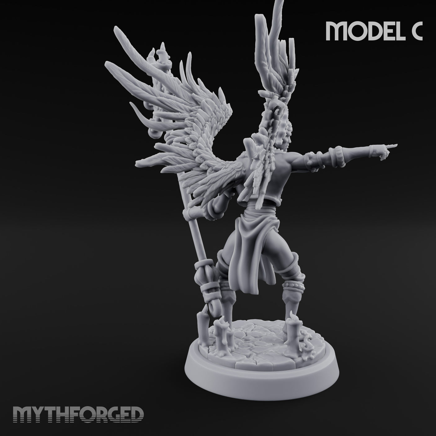 Staff Bearing Angel Priest C Miniature for Dungeons and Dragons, Pathfinder or other TTRPGs