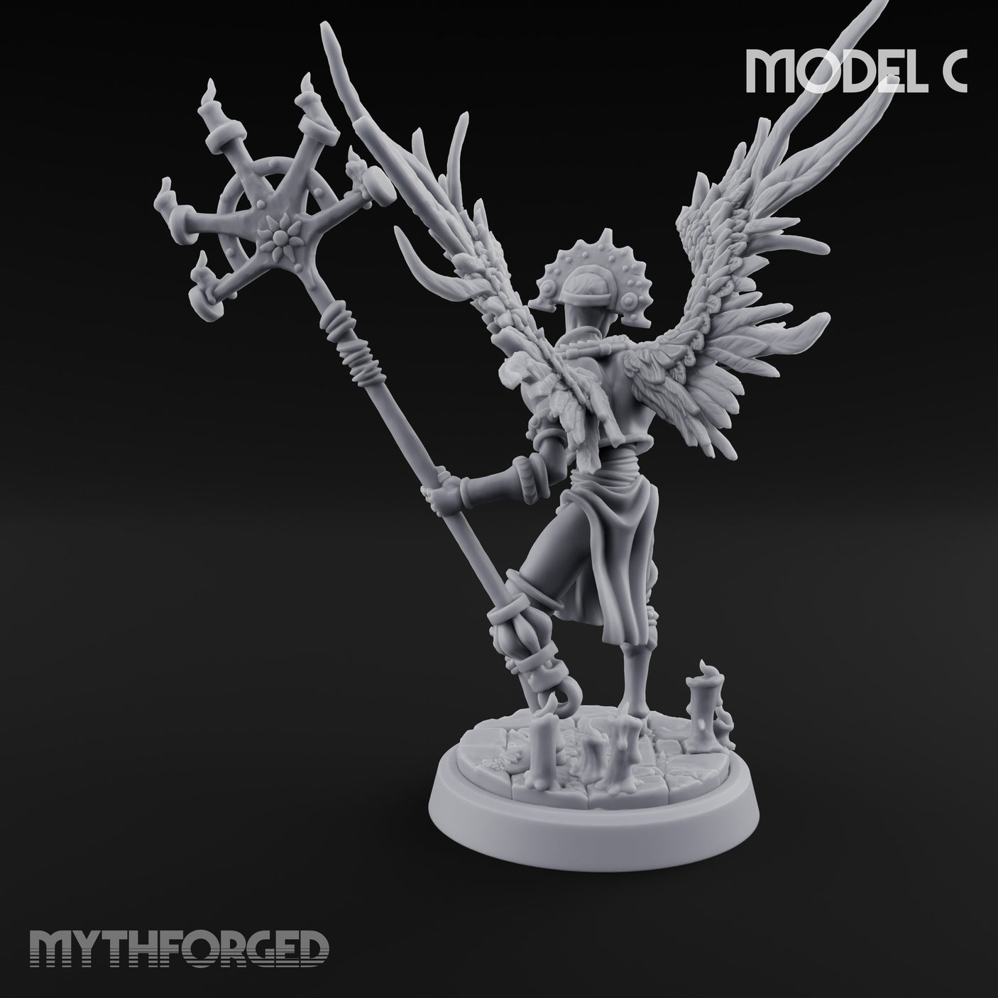 Staff Bearing Angel Priest C Miniature for Dungeons and Dragons, Pathfinder or other TTRPGs