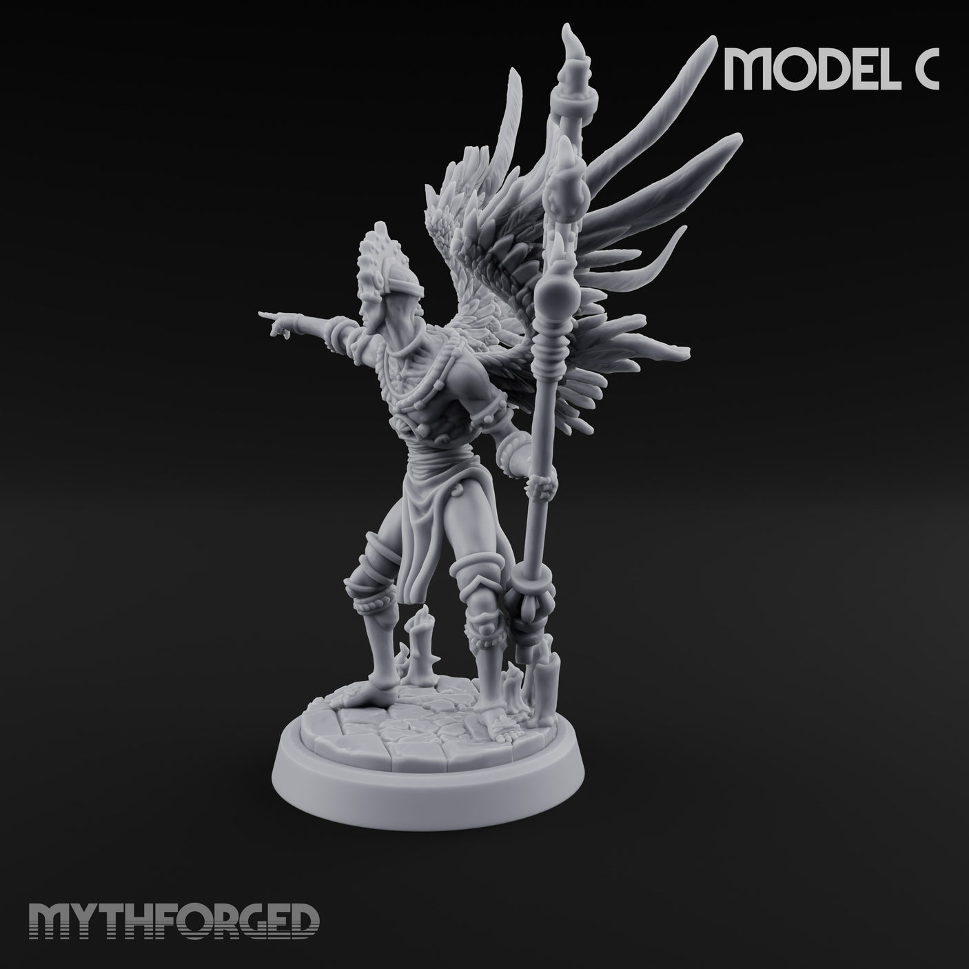Staff Bearing Angel Priest C Miniature for Dungeons and Dragons, Pathfinder or other TTRPGs