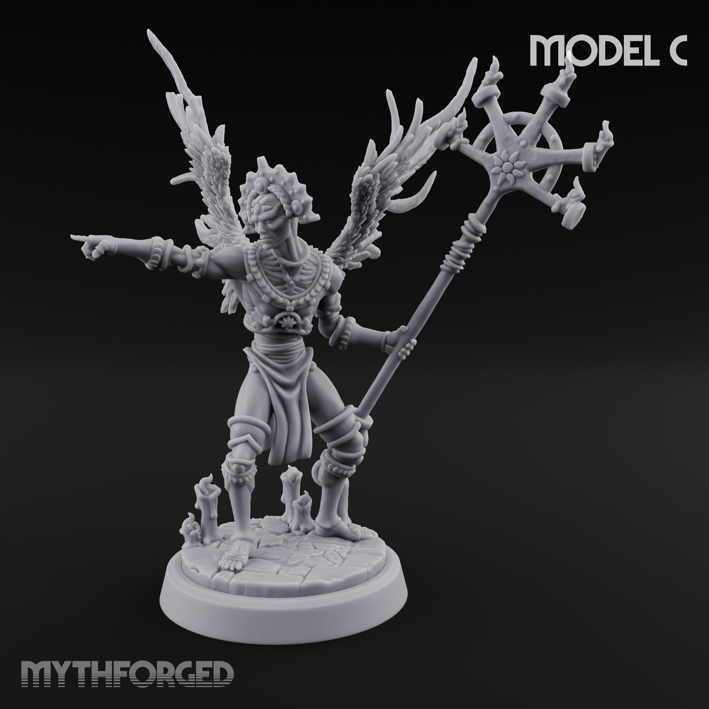 Staff Bearing Angel Priest C Miniature for Dungeons and Dragons, Pathfinder or other TTRPGs