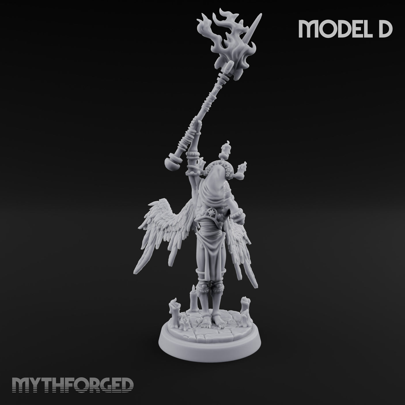 Staff Bearing Angel Priest D Miniature for Dungeons and Dragons, Pathfinder or other TTRPGs