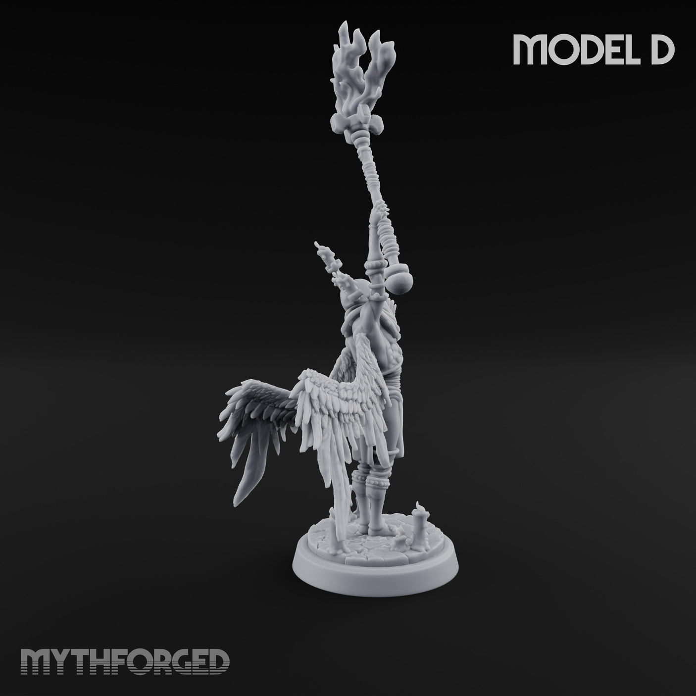 Staff Bearing Angel Priest D Miniature for Dungeons and Dragons, Pathfinder or other TTRPGs