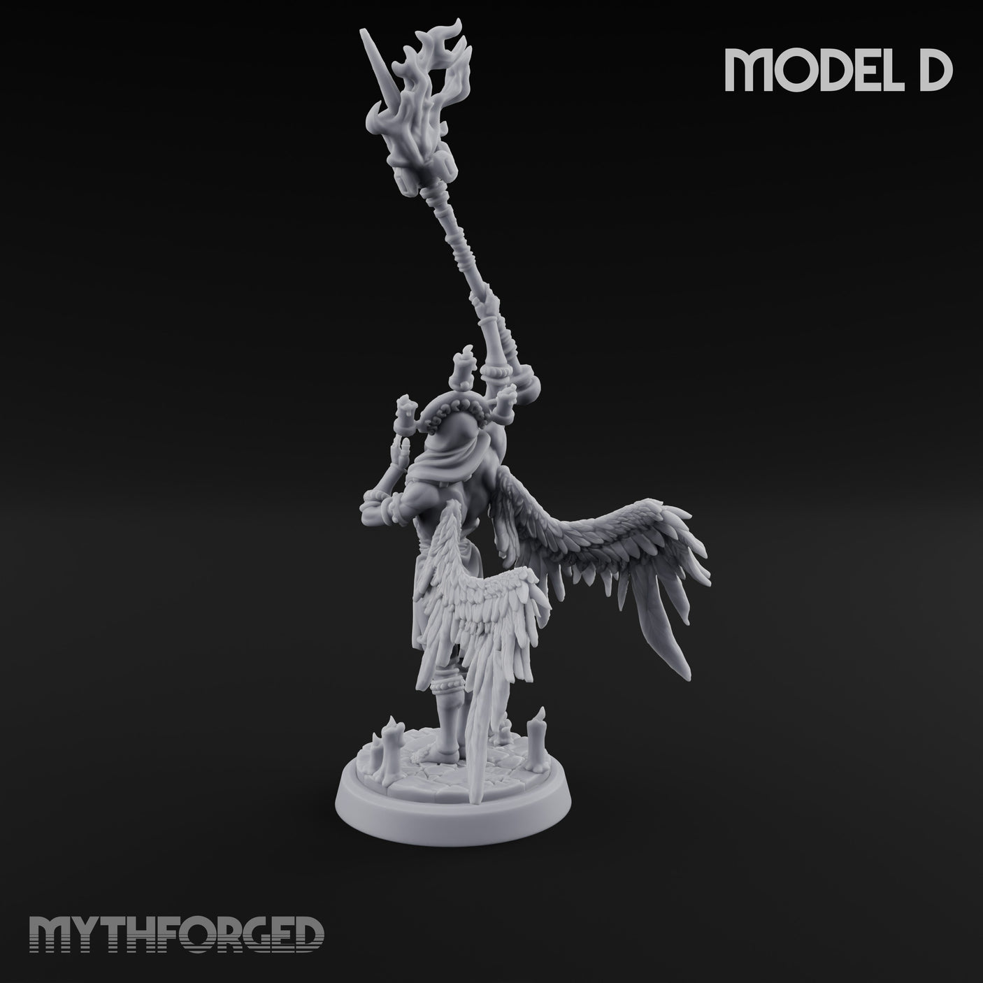 Staff Bearing Angel Priest D Miniature for Dungeons and Dragons, Pathfinder or other TTRPGs