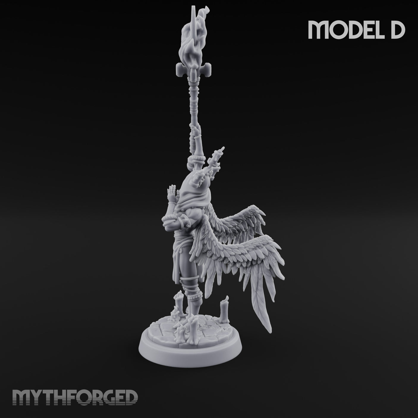 Staff Bearing Angel Priest D Miniature for Dungeons and Dragons, Pathfinder or other TTRPGs