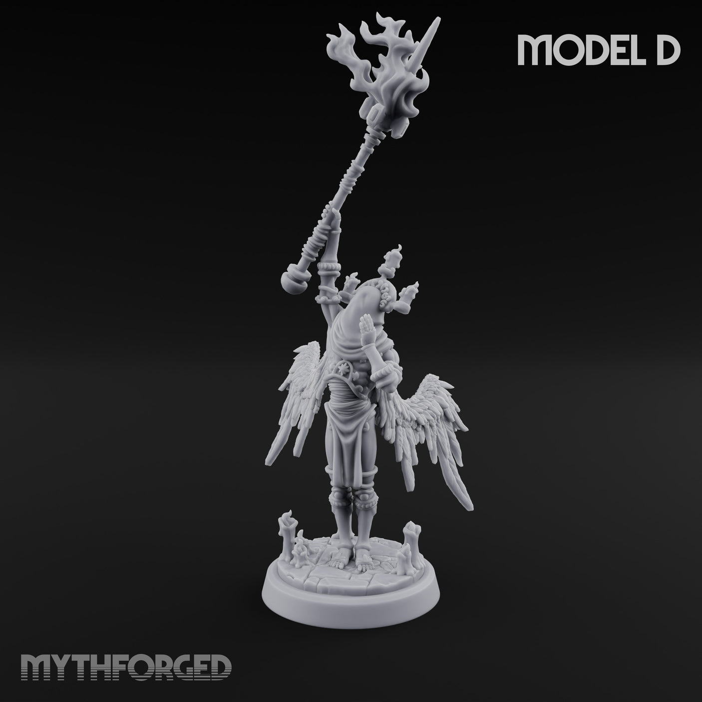 Staff Bearing Angel Priest D Miniature for Dungeons and Dragons, Pathfinder or other TTRPGs