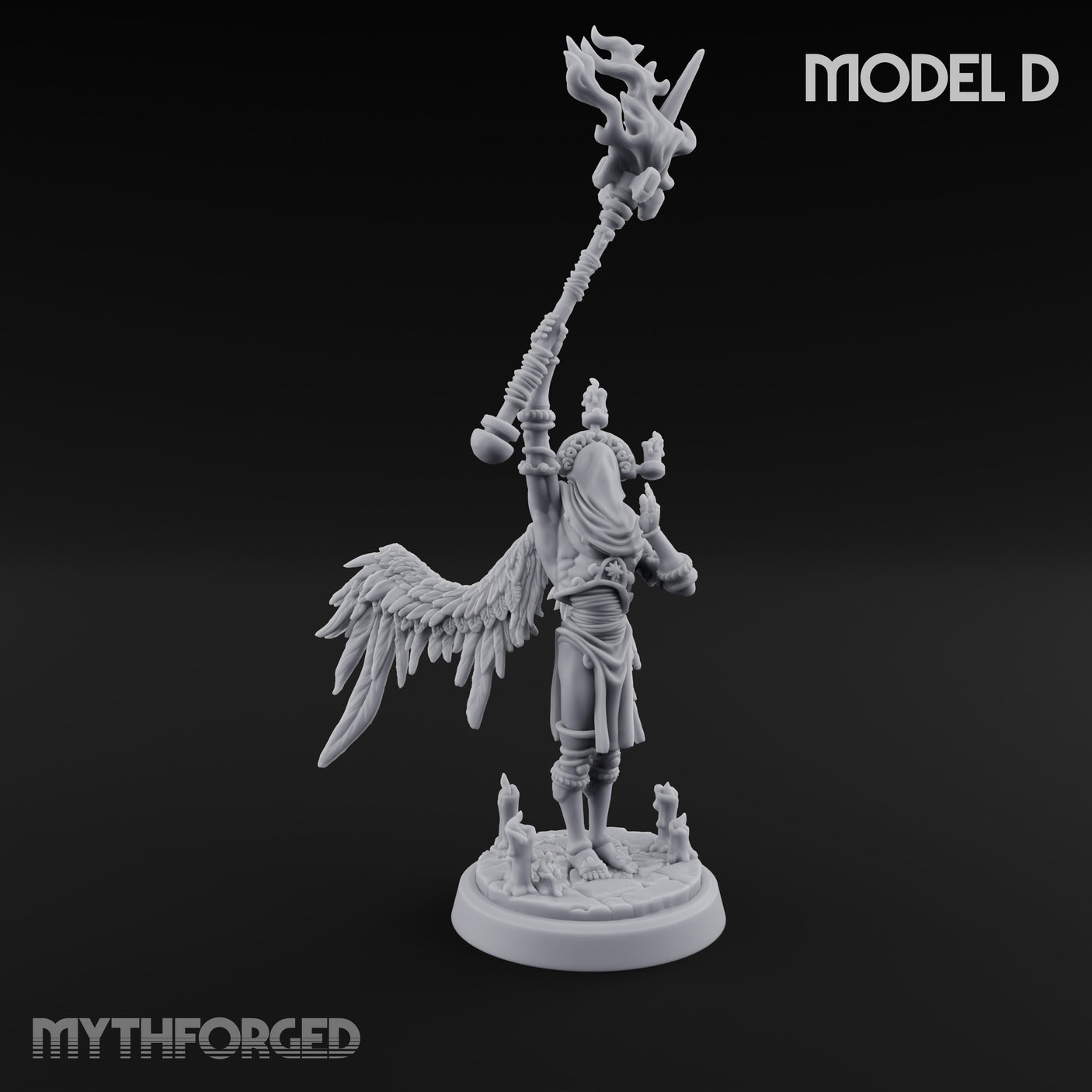 Staff Bearing Angel Priests Miniature for Dungeons and Dragons, Pathfinder or other TTRPGs