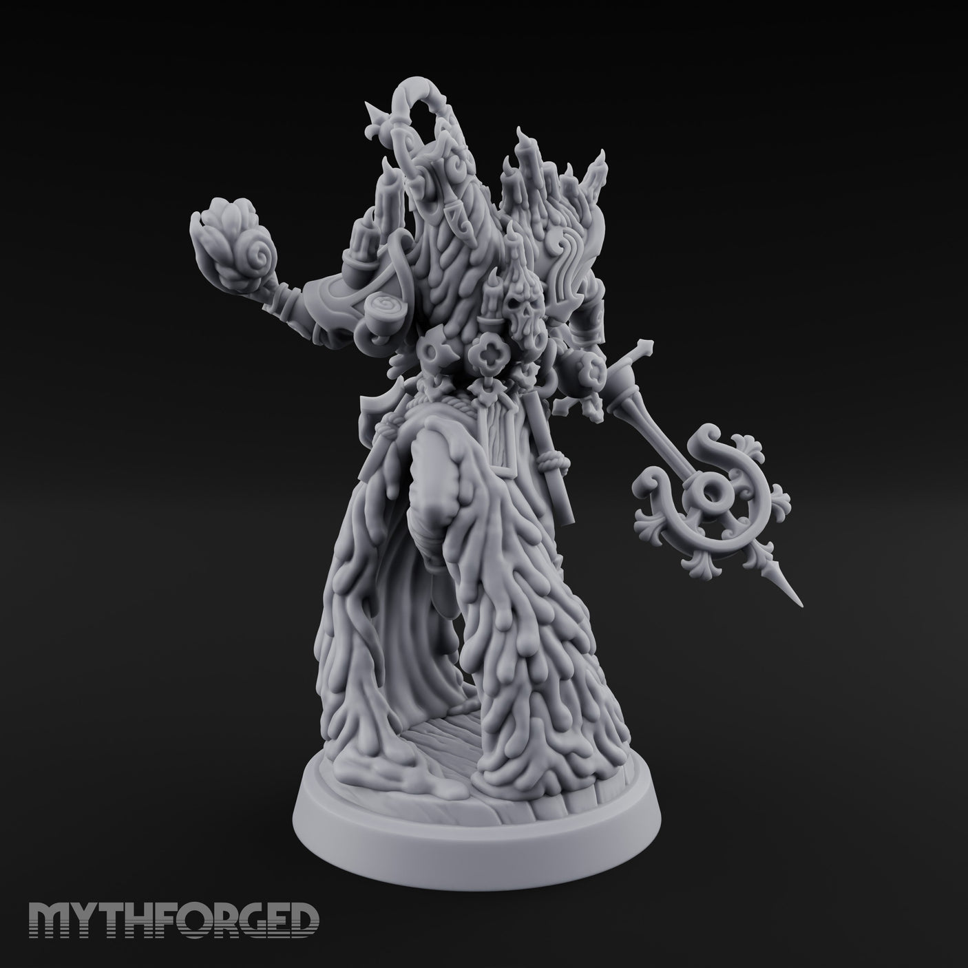 Staff Brandishing Lich Priest Miniature for Dungeons and Dragons, Pathfinder or other TTRPGs