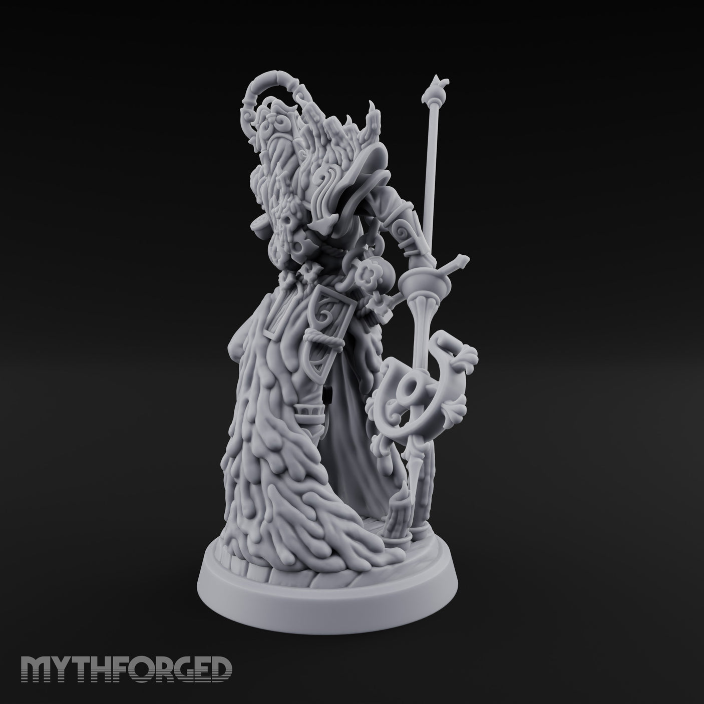Staff Brandishing Lich Priest Miniature for Dungeons and Dragons, Pathfinder or other TTRPGs