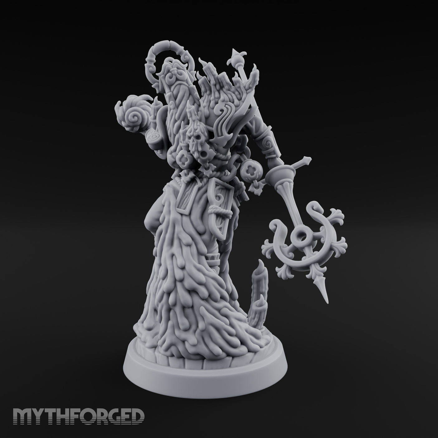 Staff Brandishing Lich Priest Miniature for Dungeons and Dragons, Pathfinder or other TTRPGs