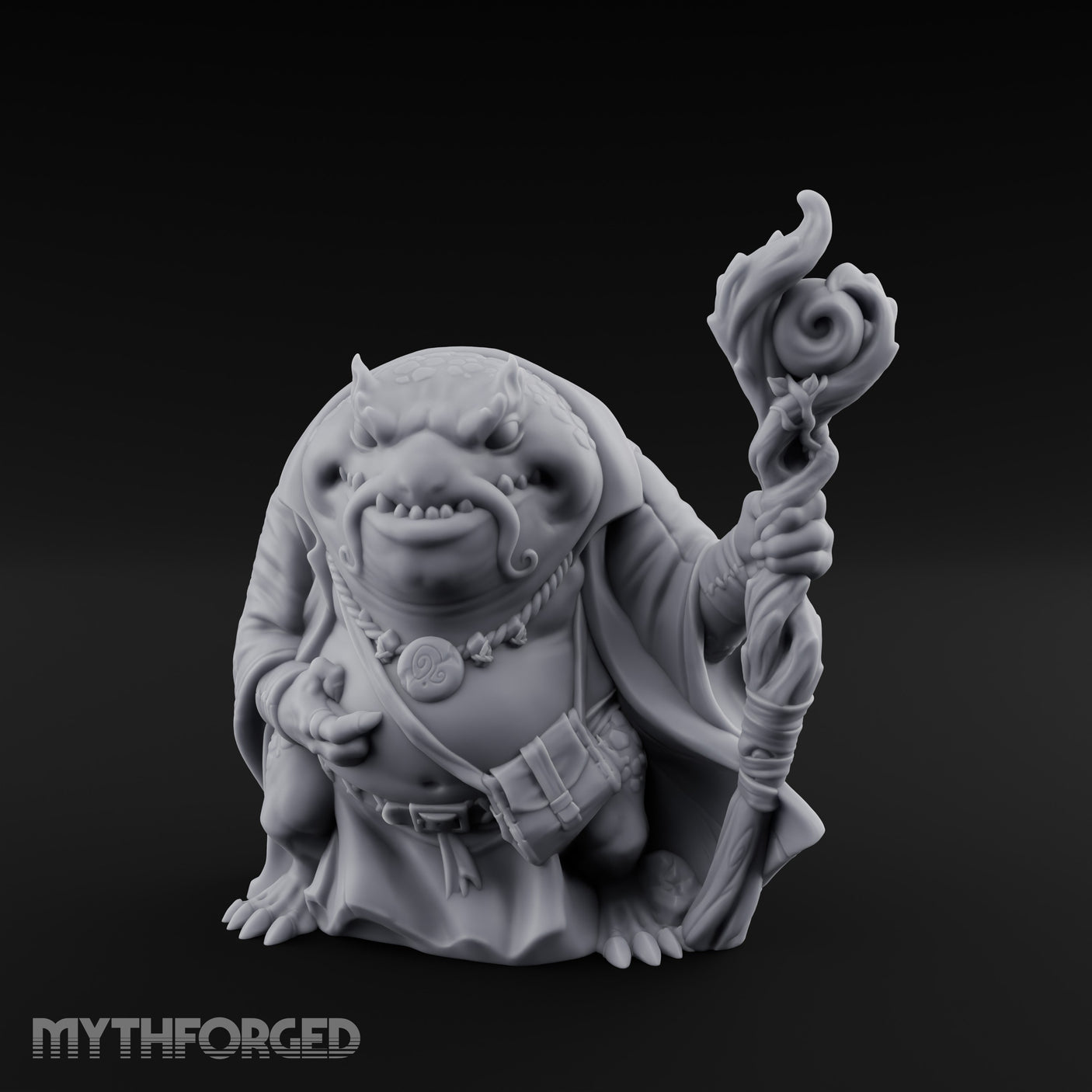 Staff Clutching Bullywug Wizard Miniature for Dungeons and Dragons, Pathfinder or other TTRPGs