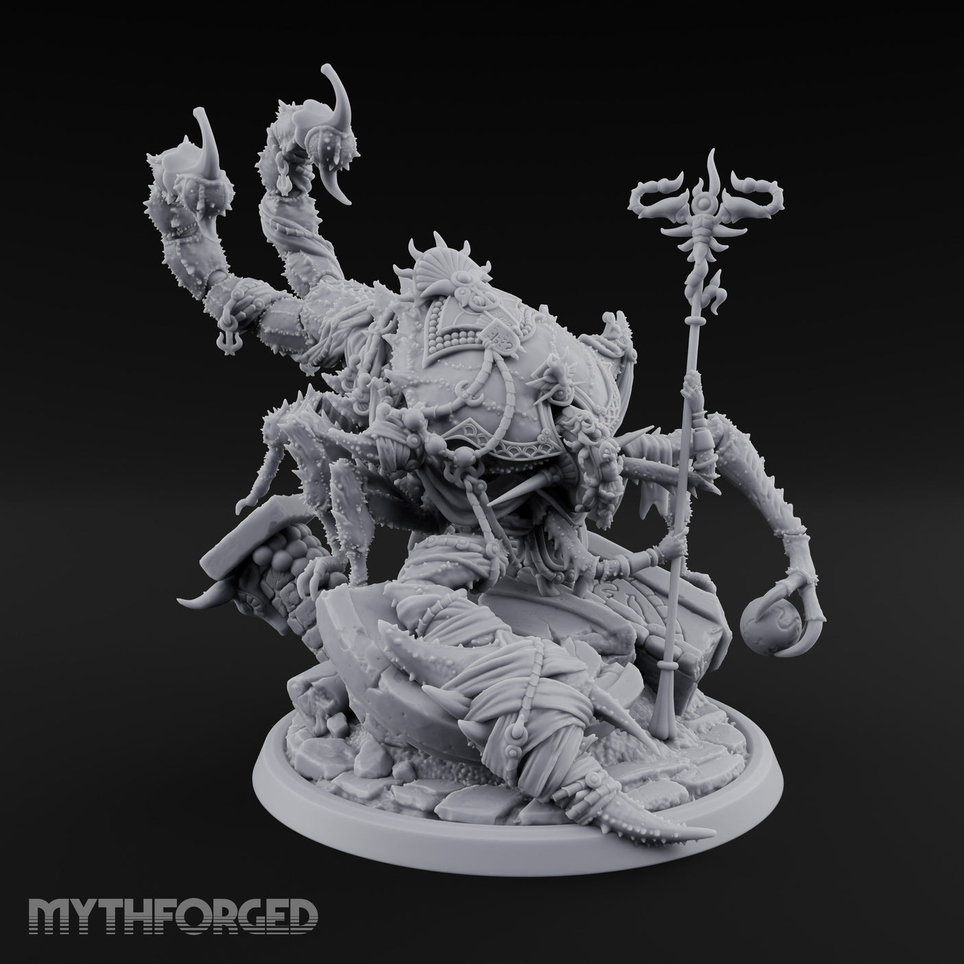 Staff Clutching Claw Raising Tlincalli Shaman Miniature for Dungeons and Dragons, Pathfinder or other TTRPGs