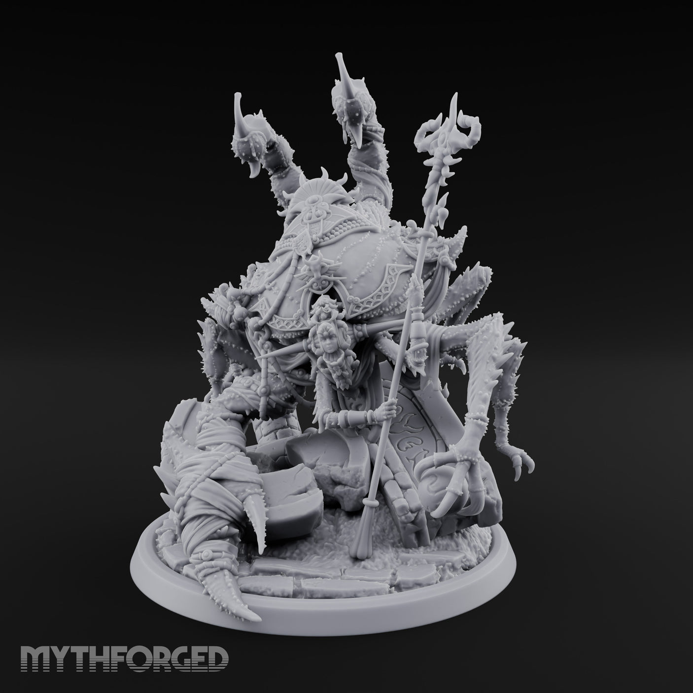 Staff Clutching Claw Raising Tlincalli Shaman Miniature for Dungeons and Dragons, Pathfinder or other TTRPGs