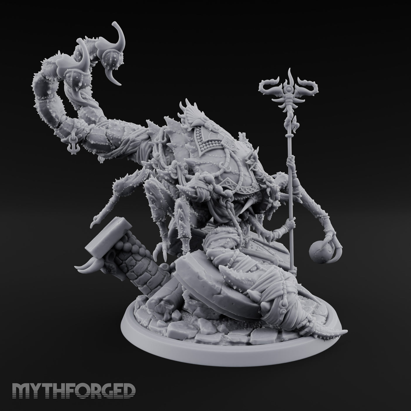 Staff Clutching Claw Raising Tlincalli Shaman Miniature for Dungeons and Dragons, Pathfinder or other TTRPGs